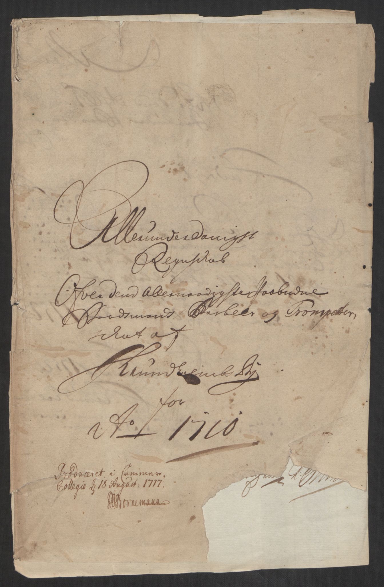 Rentekammeret inntil 1814, Reviderte regnskaper, Byregnskaper, RA/EA-4066/R/Rs/L0507: [S3] Kontribusjonsregnskap, 1699-1711, s. 382