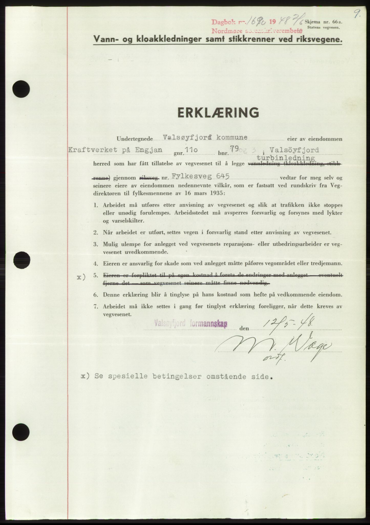 Nordmøre sorenskriveri, SAT/A-4132/1/2/2Ca: Pantebok nr. B99, 1948-1948, Dagboknr: 1690/1948