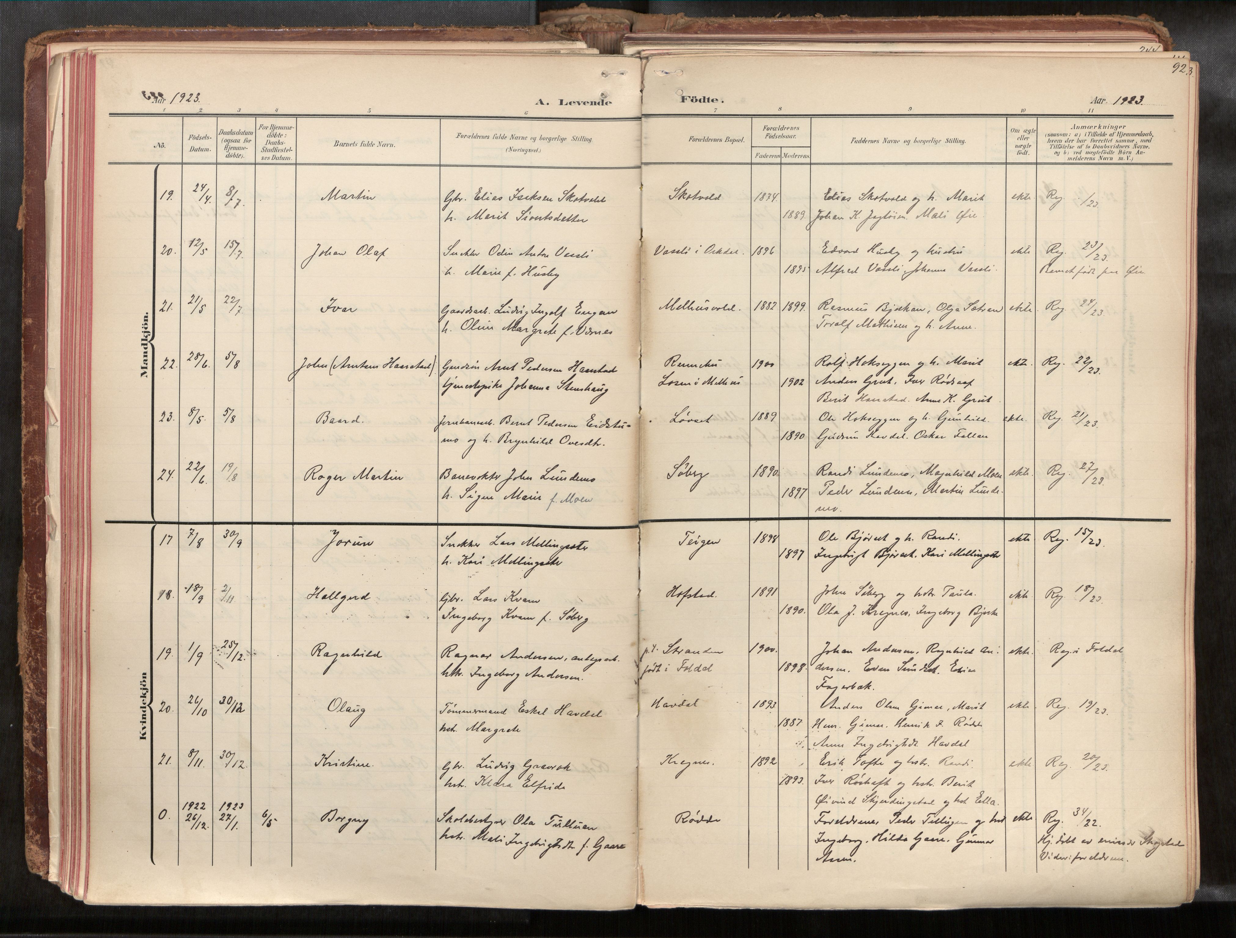 Ministerialprotokoller, klokkerbøker og fødselsregistre - Sør-Trøndelag, AV/SAT-A-1456/691/L1085b: Ministerialbok nr. 691A18, 1908-1930, s. 92