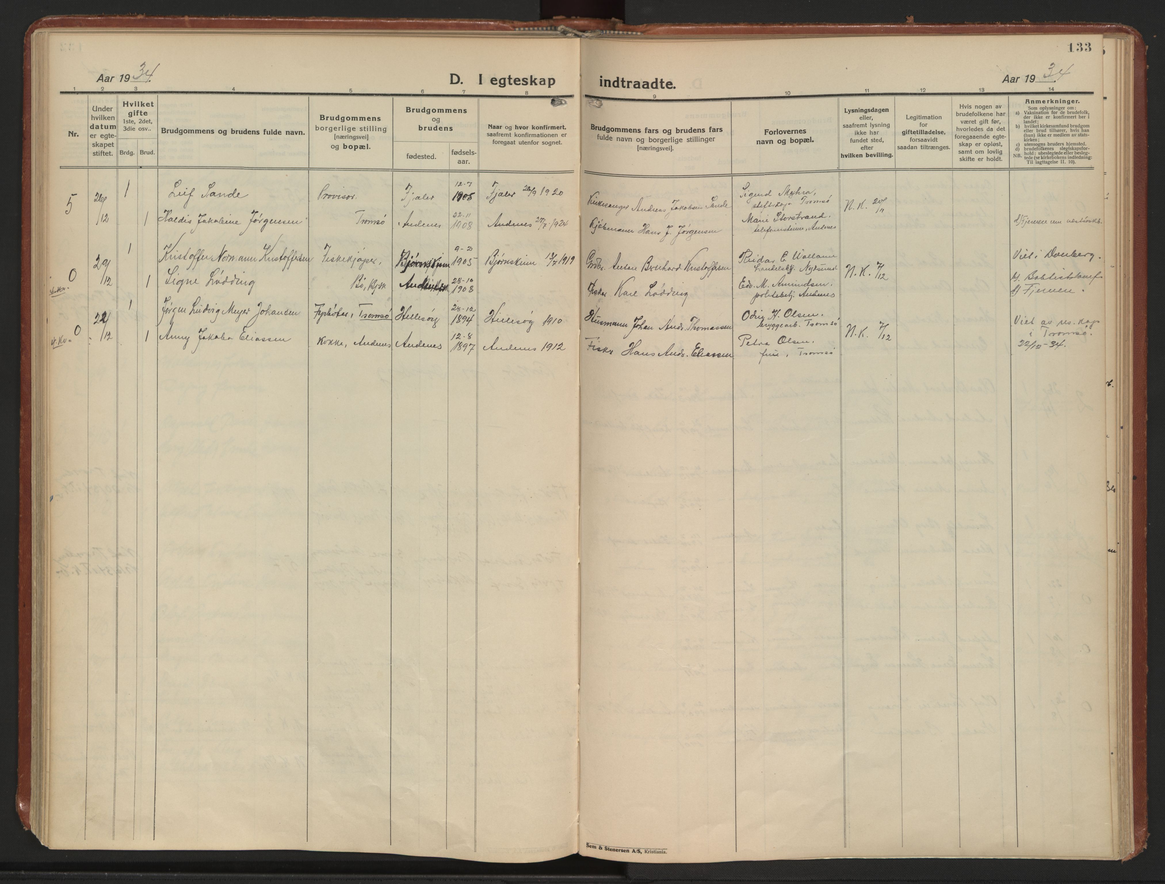 Ministerialprotokoller, klokkerbøker og fødselsregistre - Nordland, AV/SAT-A-1459/899/L1441: Ministerialbok nr. 899A09, 1923-1939, s. 133