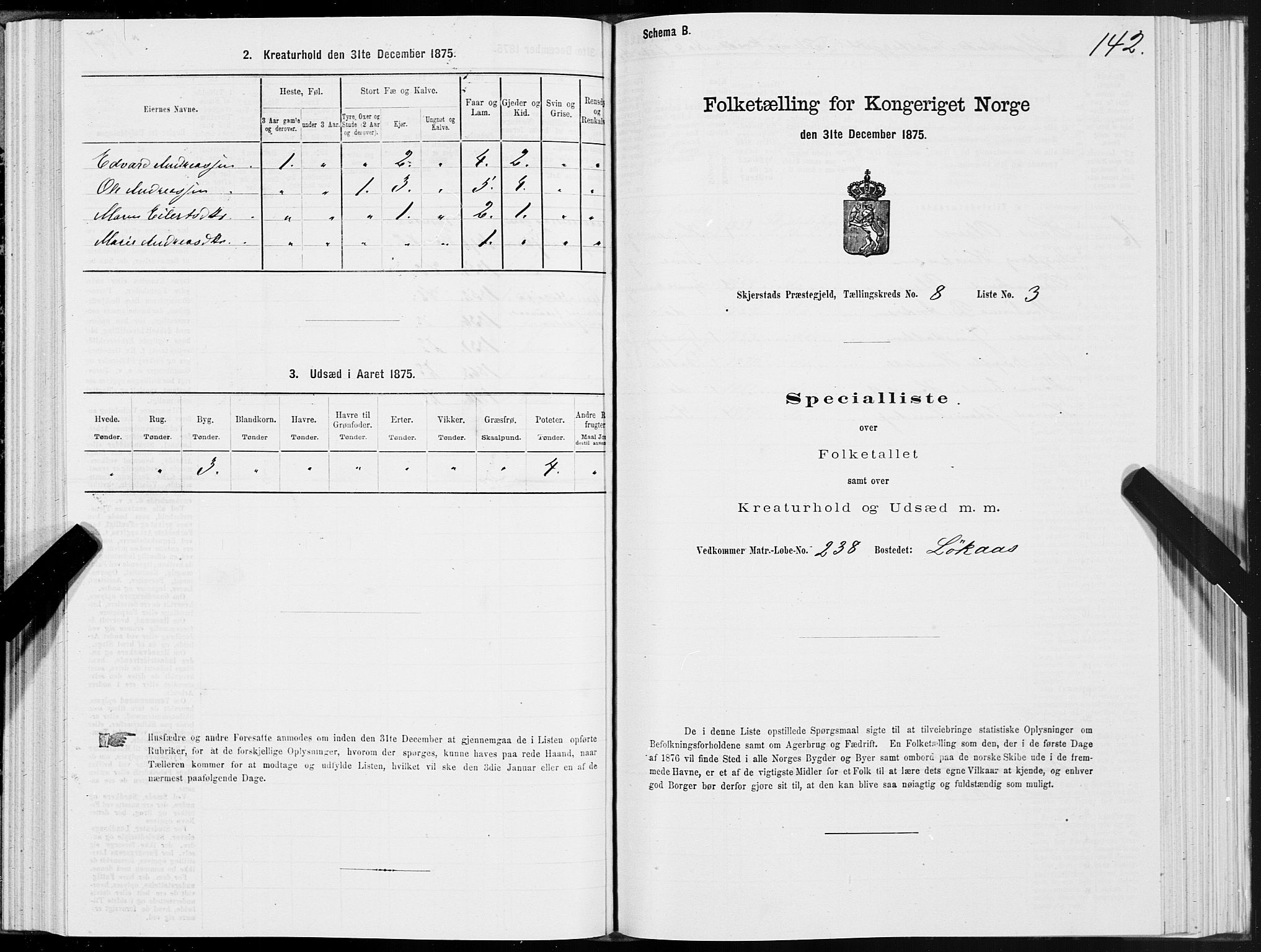 SAT, Folketelling 1875 for 1842P Skjerstad prestegjeld, 1875, s. 4142