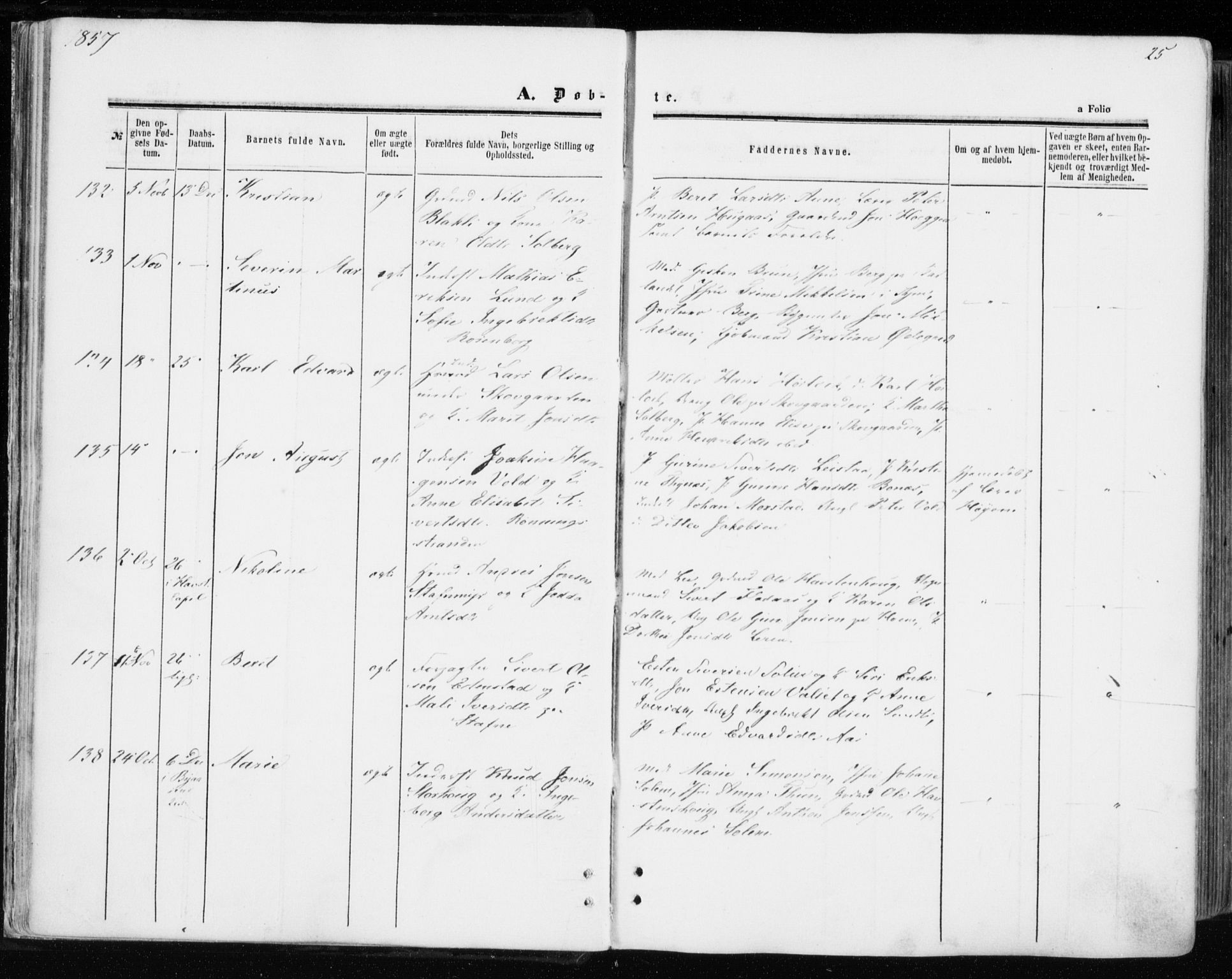 Ministerialprotokoller, klokkerbøker og fødselsregistre - Sør-Trøndelag, SAT/A-1456/606/L0292: Ministerialbok nr. 606A07, 1856-1865, s. 25