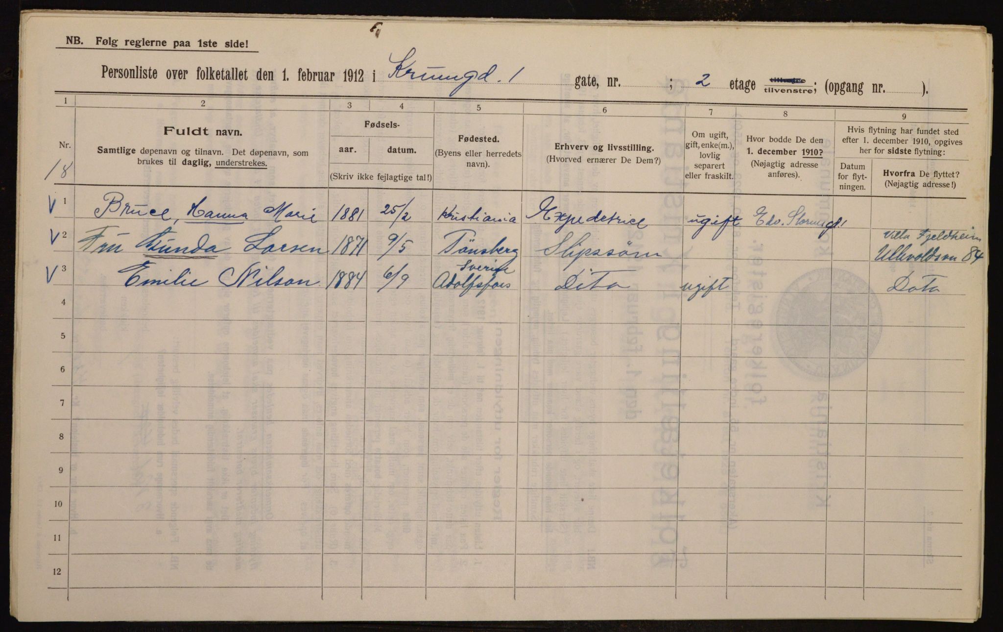 OBA, Kommunal folketelling 1.2.1912 for Kristiania, 1912, s. 54989