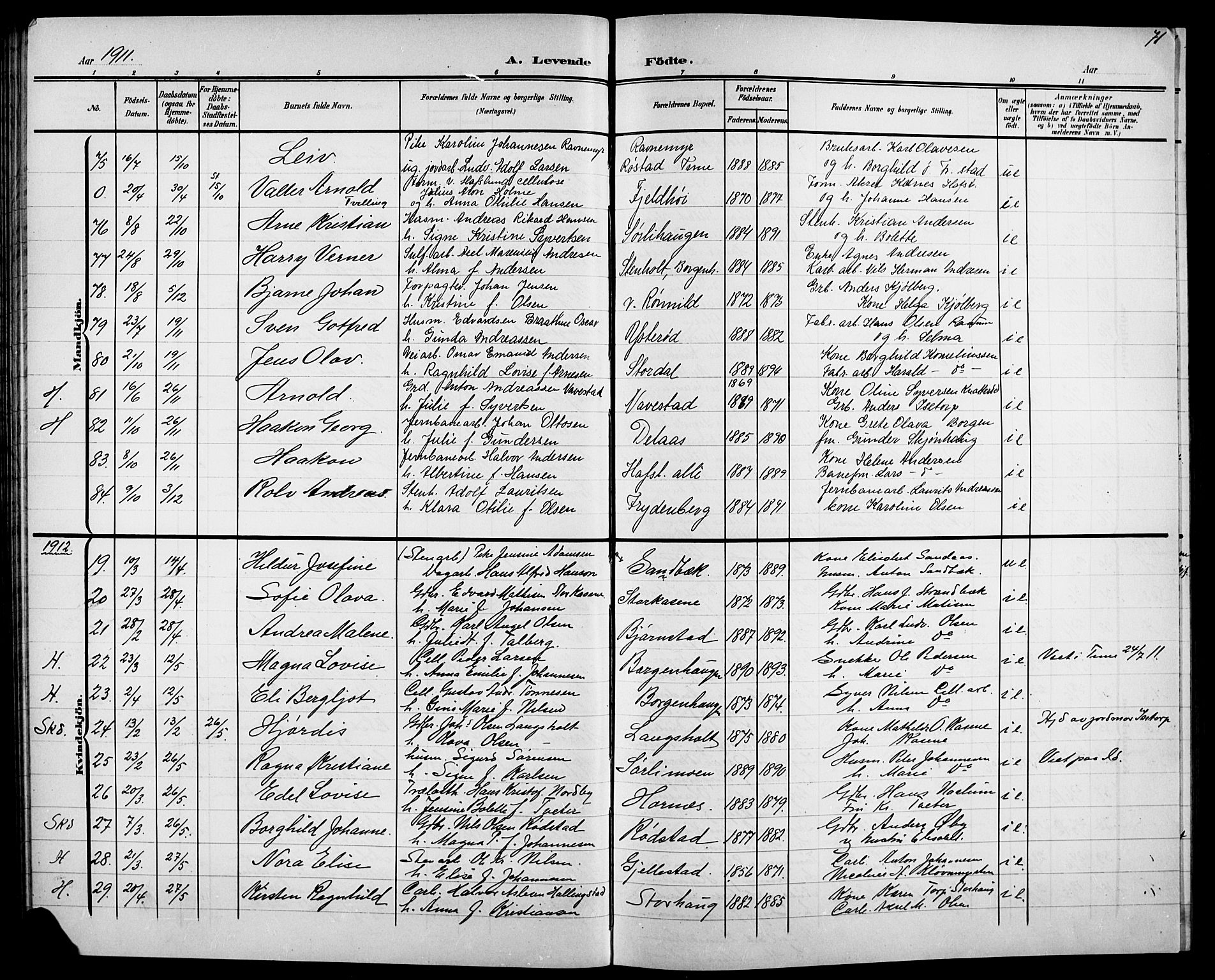 Skjeberg prestekontor Kirkebøker, AV/SAO-A-10923/G/Ga/L0002: Klokkerbok nr. I 2, 1901-1924, s. 71