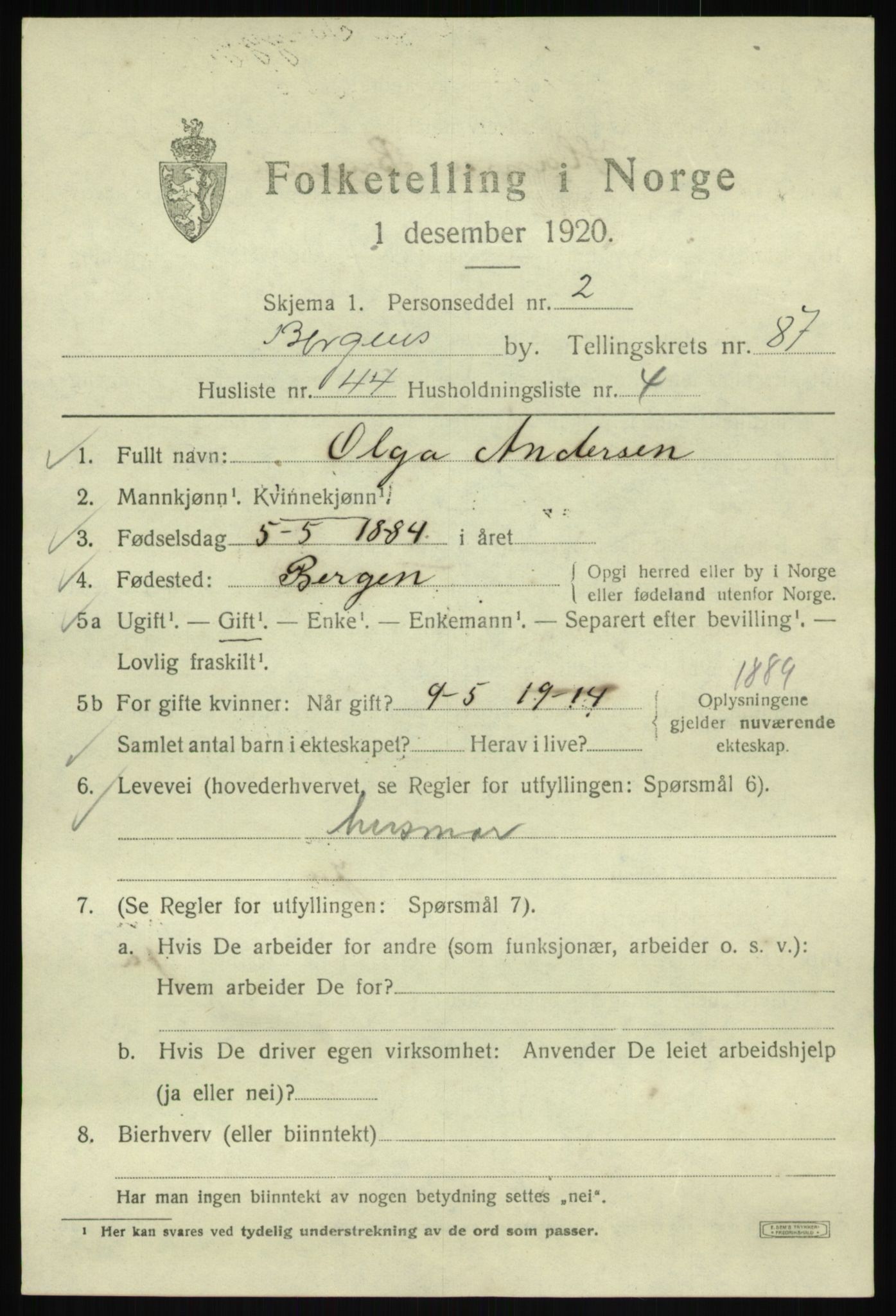 SAB, Folketelling 1920 for 1301 Bergen kjøpstad, 1920, s. 160682