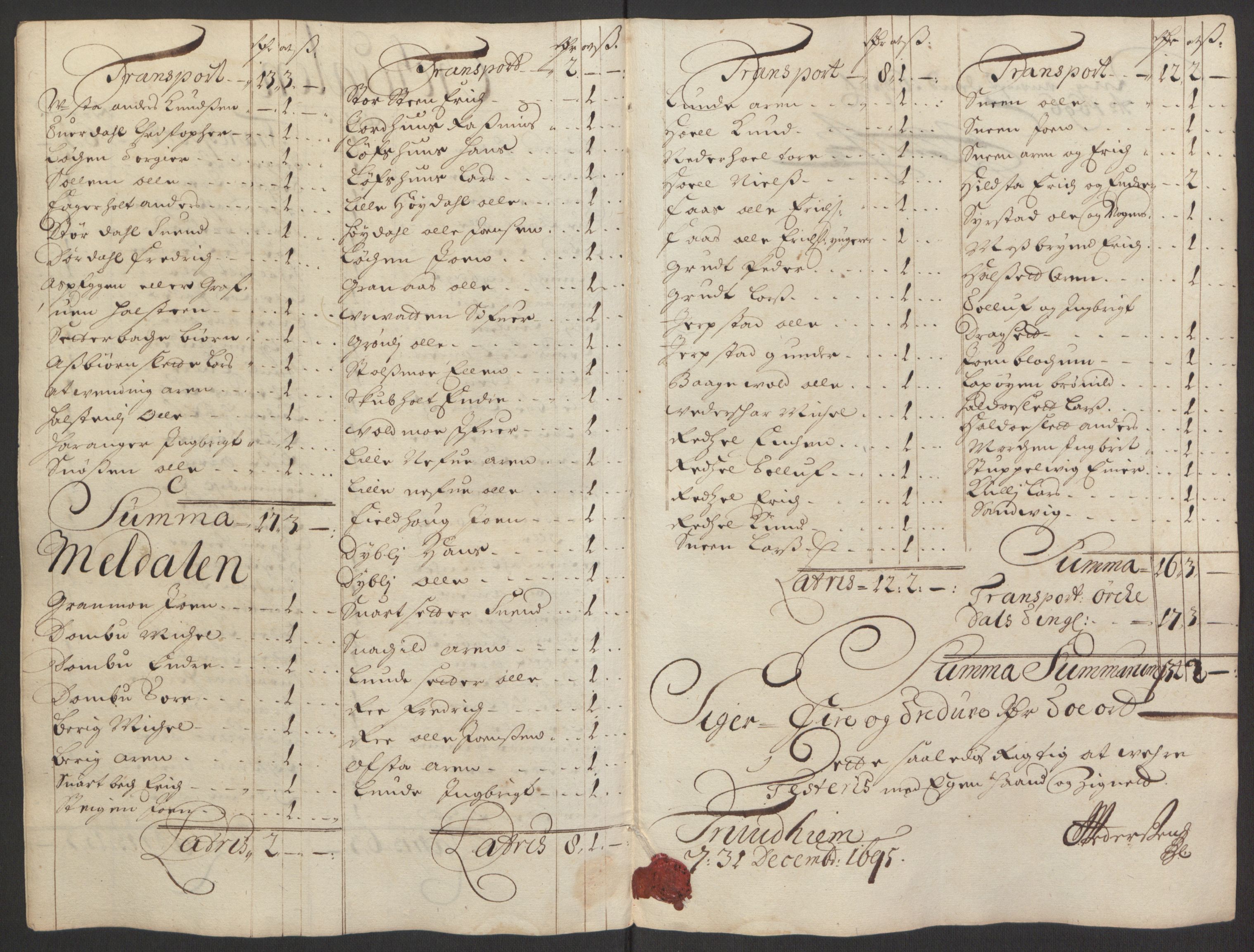 Rentekammeret inntil 1814, Reviderte regnskaper, Fogderegnskap, RA/EA-4092/R60/L3945: Fogderegnskap Orkdal og Gauldal, 1695, s. 189