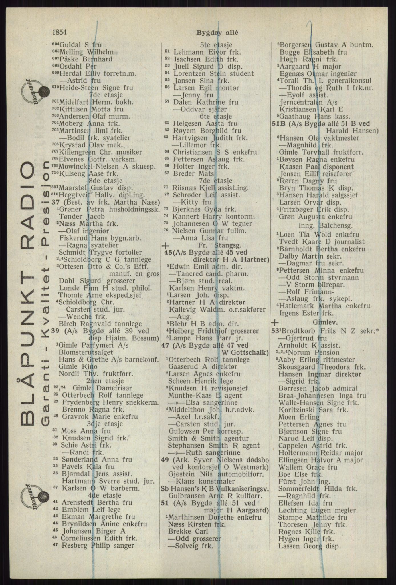 Kristiania/Oslo adressebok, PUBL/-, 1941, s. 1854