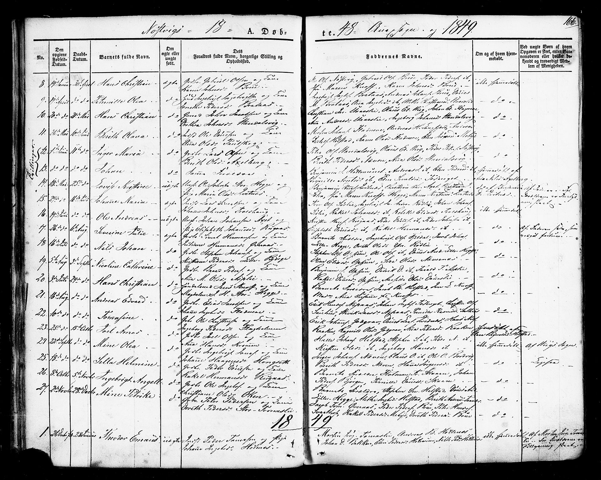 Ministerialprotokoller, klokkerbøker og fødselsregistre - Nordland, AV/SAT-A-1459/814/L0224: Ministerialbok nr. 814A05, 1834-1874, s. 166