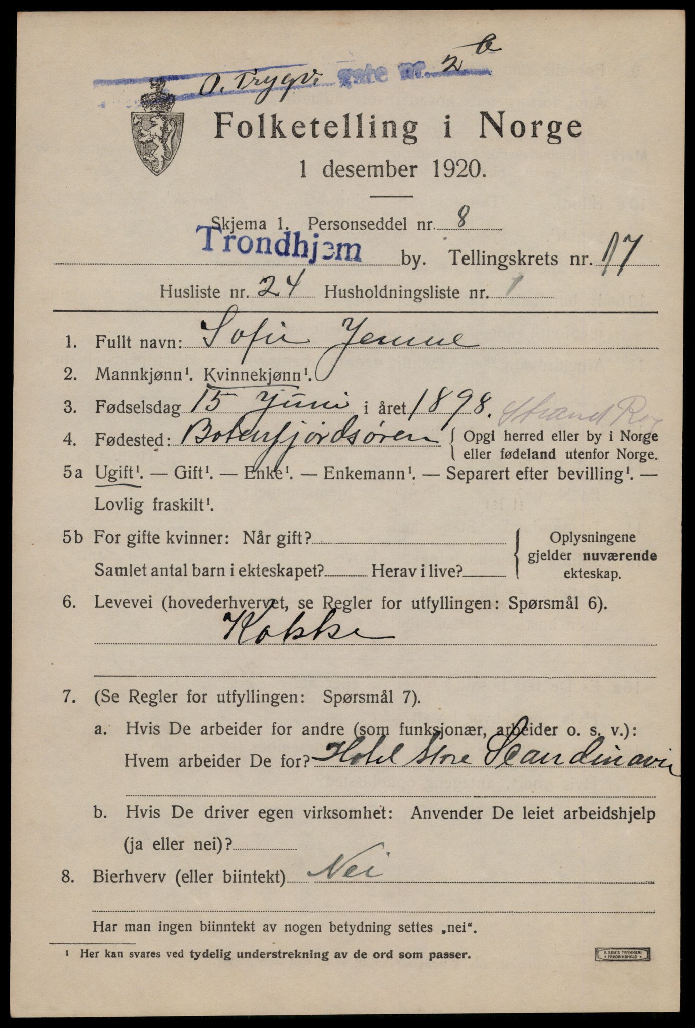 SAT, Folketelling 1920 for 1601 Trondheim kjøpstad, 1920, s. 55038