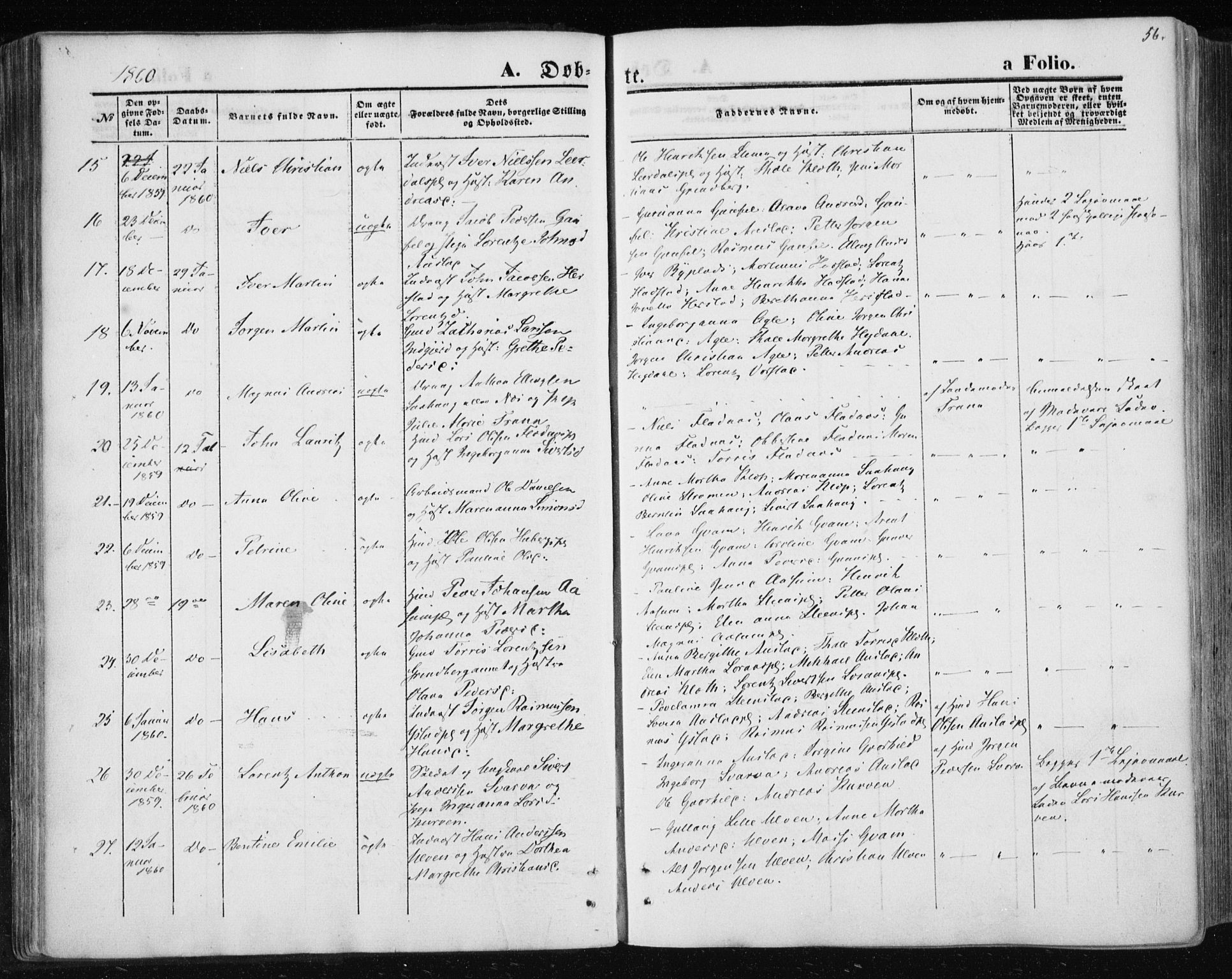 Ministerialprotokoller, klokkerbøker og fødselsregistre - Nord-Trøndelag, SAT/A-1458/730/L0283: Ministerialbok nr. 730A08, 1855-1865, s. 56