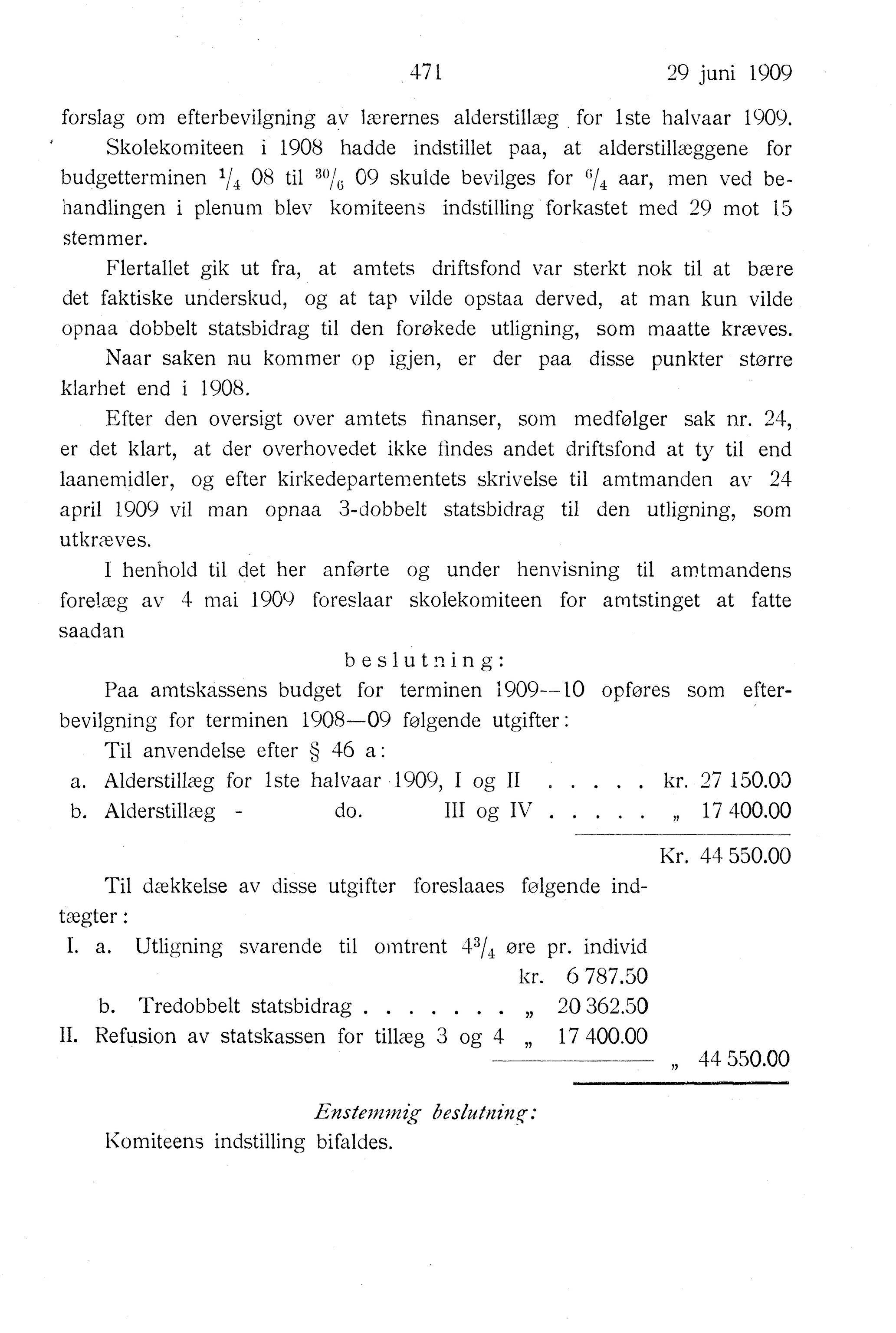 Nordland Fylkeskommune. Fylkestinget, AIN/NFK-17/176/A/Ac/L0032: Fylkestingsforhandlinger 1909, 1909