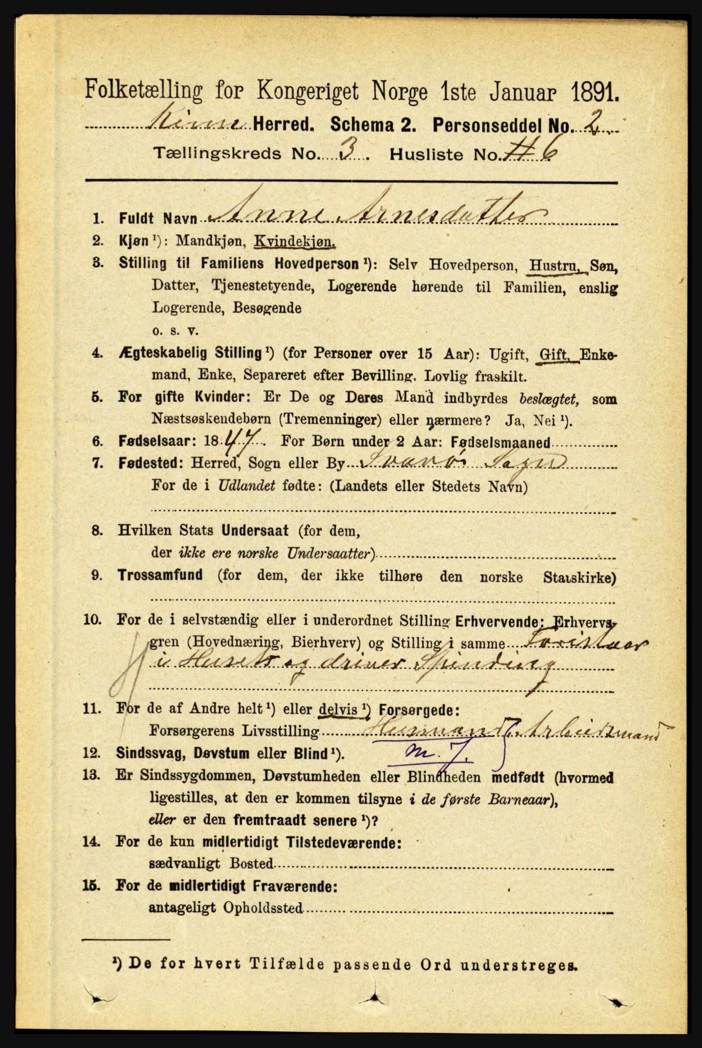 RA, Folketelling 1891 for 1437 Kinn herred, 1891, s. 981