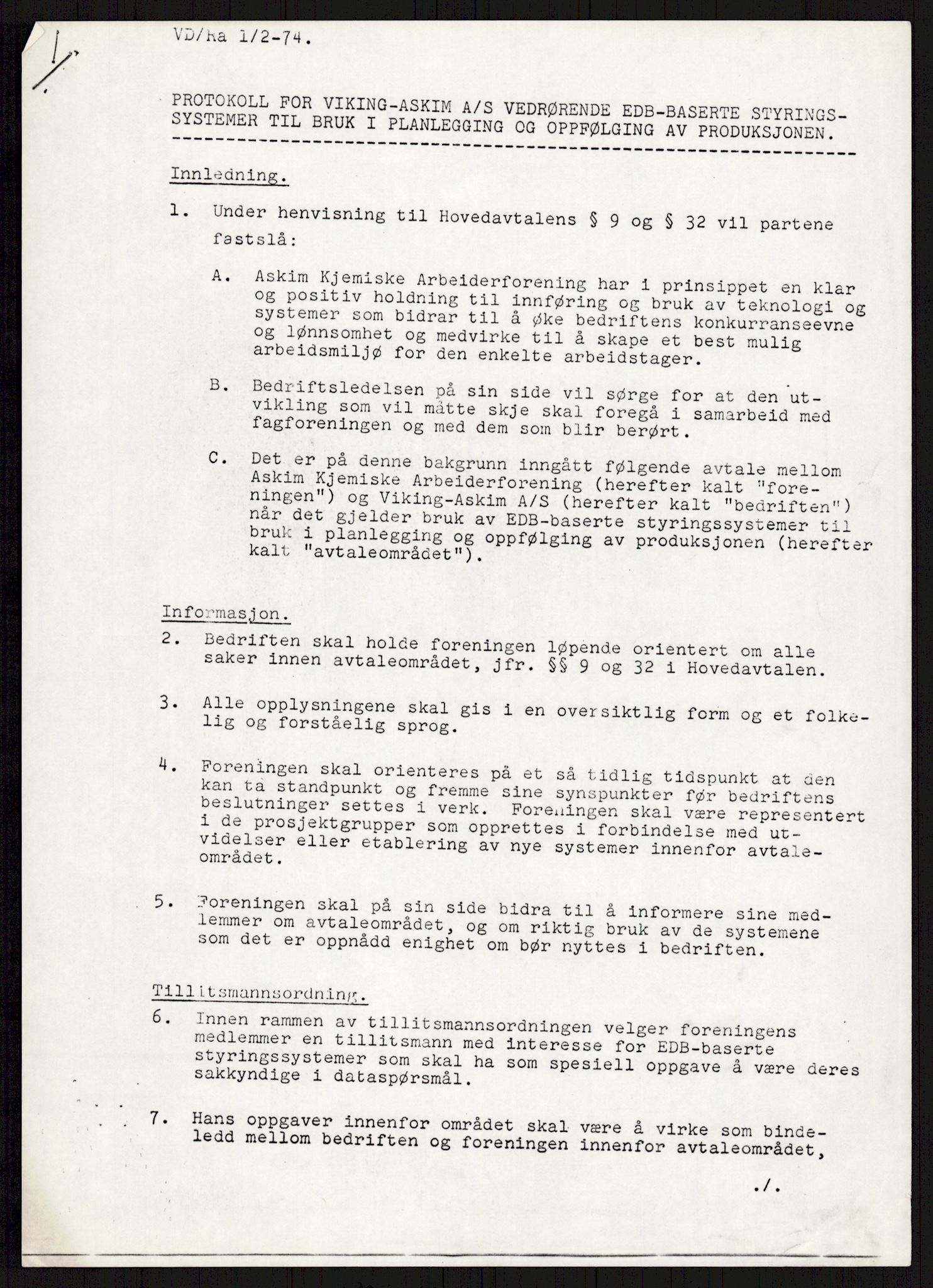 Nygaard, Kristen, AV/RA-PA-1398/F/Fi/L0009: Fagbevegelse, demokrati, Jern- og Metallprosjektet, 1970-2002, s. 313