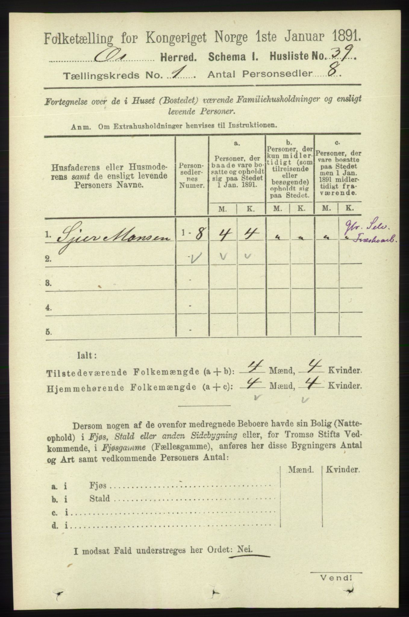 RA, Folketelling 1891 for 1243 Os herred, 1891, s. 74