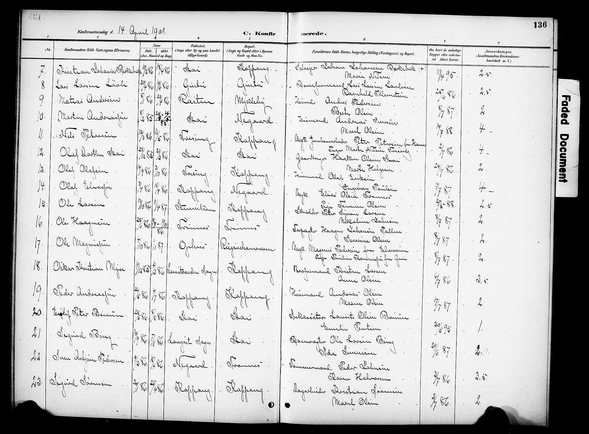 Stor-Elvdal prestekontor, AV/SAH-PREST-052/H/Ha/Hab/L0003: Klokkerbok nr. 3, 1895-1917, s. 136