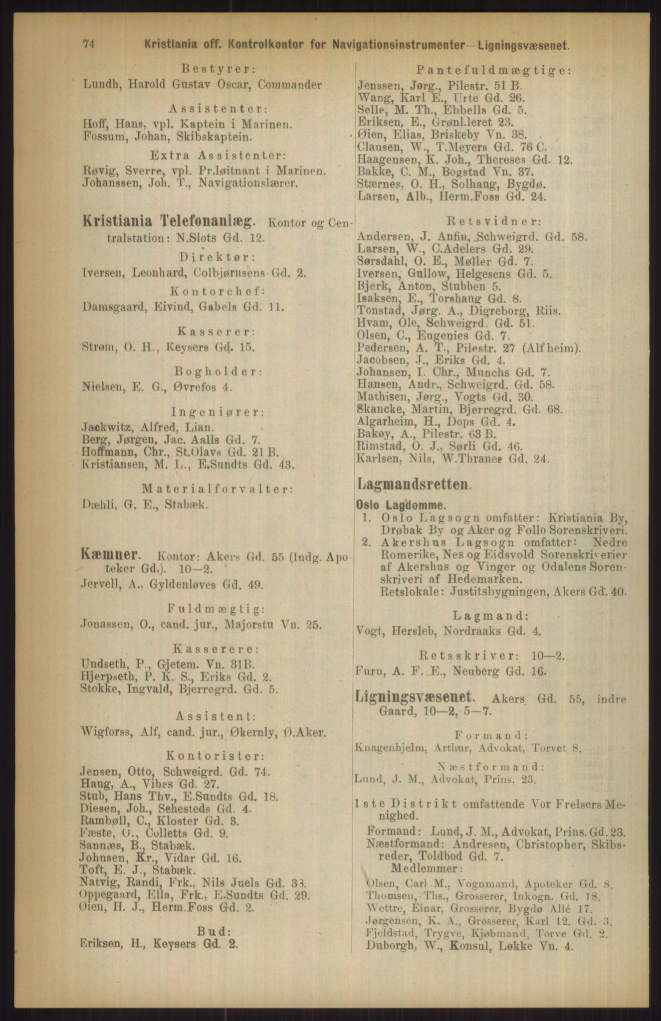 Kristiania/Oslo adressebok, PUBL/-, 1911, s. 74