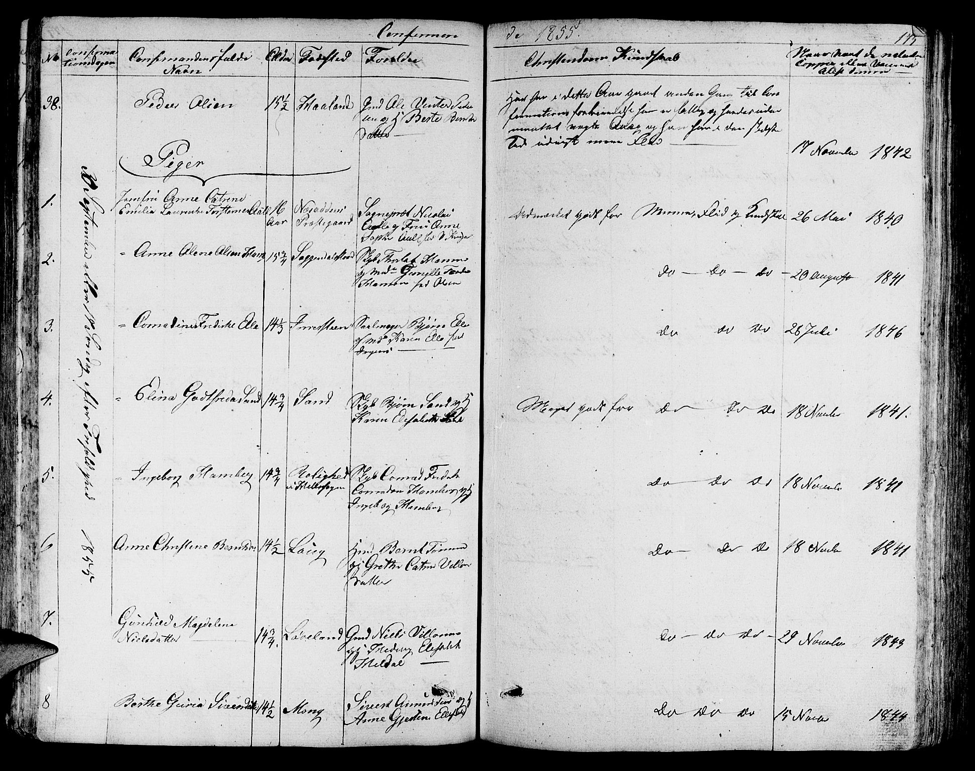 Sokndal sokneprestkontor, AV/SAST-A-101808: Klokkerbok nr. B 2, 1849-1865, s. 175