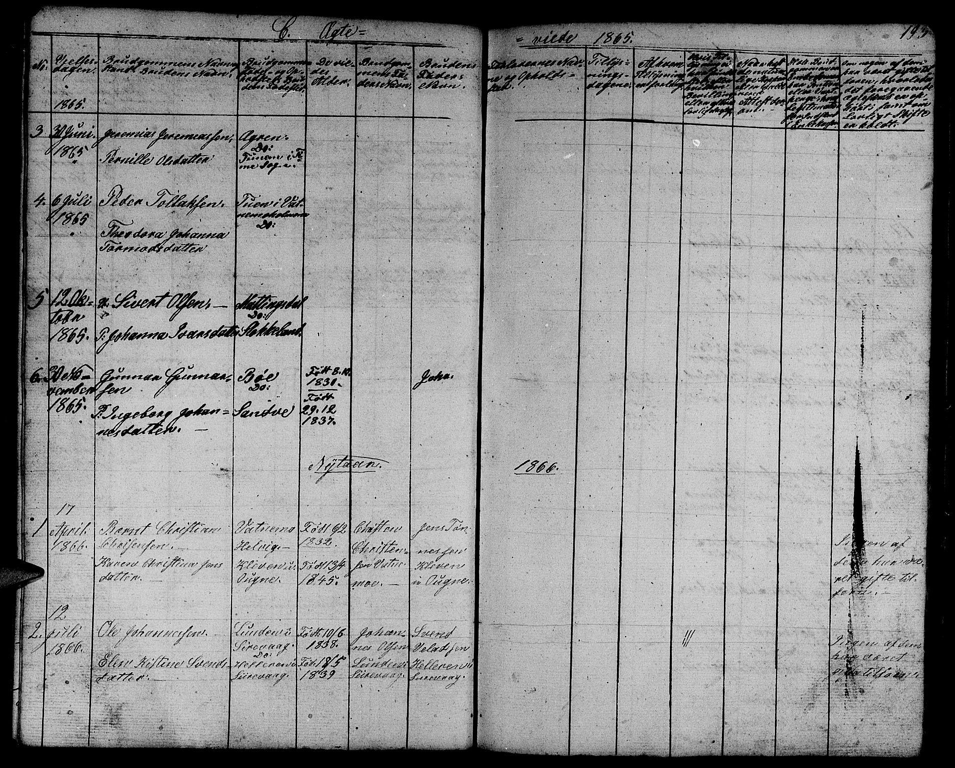 Eigersund sokneprestkontor, SAST/A-101807/S09/L0003: Klokkerbok nr. B 3, 1846-1875, s. 193