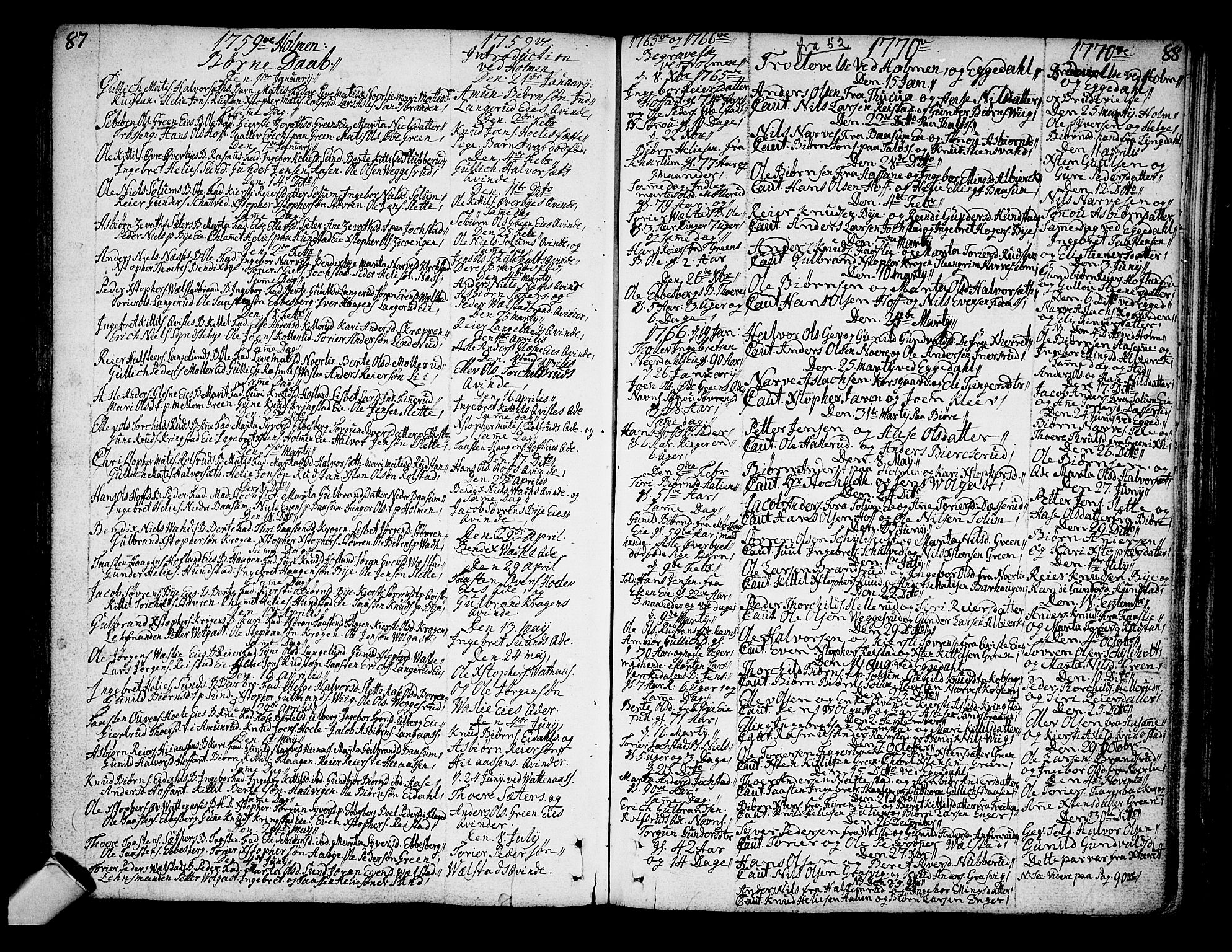 Sigdal kirkebøker, AV/SAKO-A-245/F/Fa/L0001: Ministerialbok nr. I 1, 1722-1777, s. 87-88