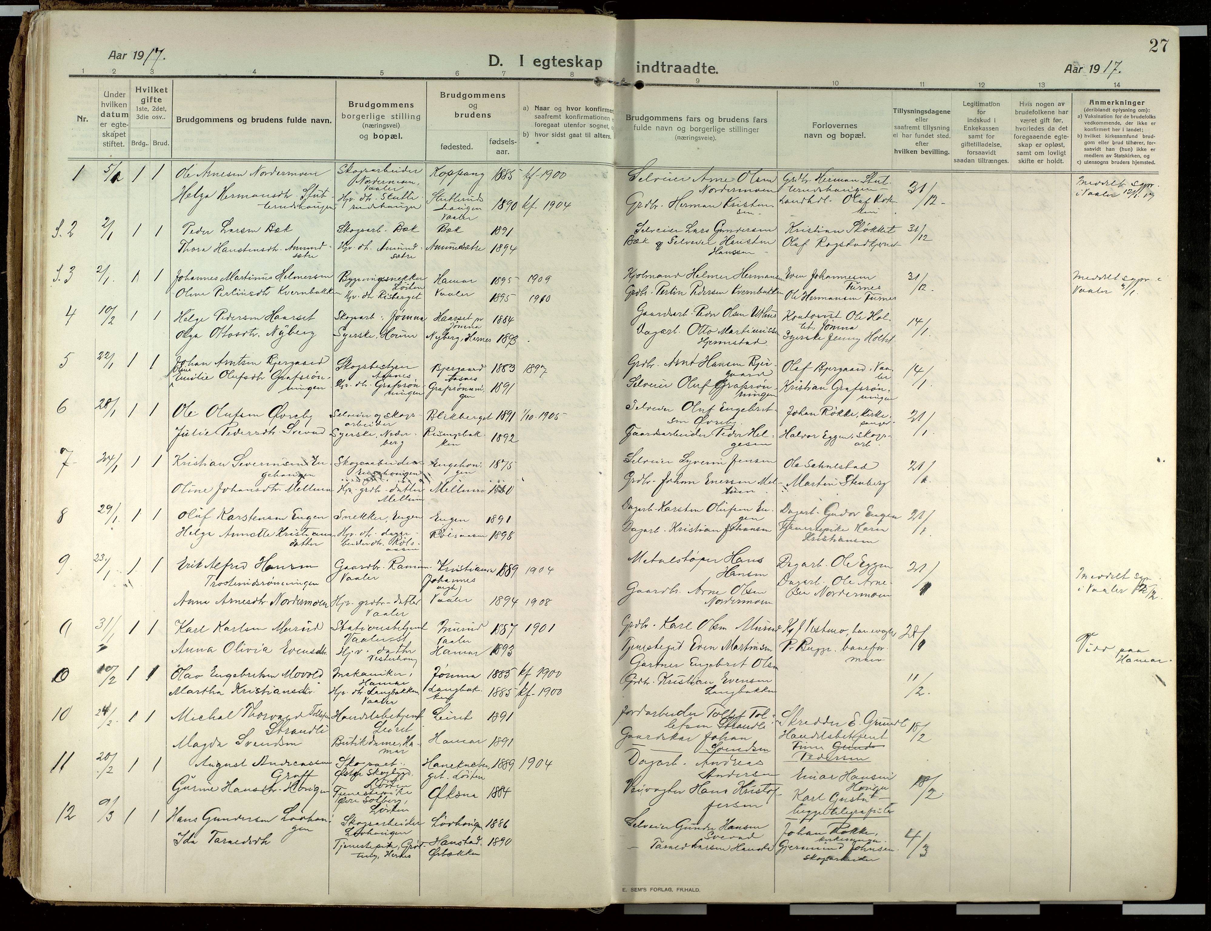 Elverum prestekontor, AV/SAH-PREST-044/H/Ha/Haa/L0021: Ministerialbok nr. 21, 1913-1928, s. 27