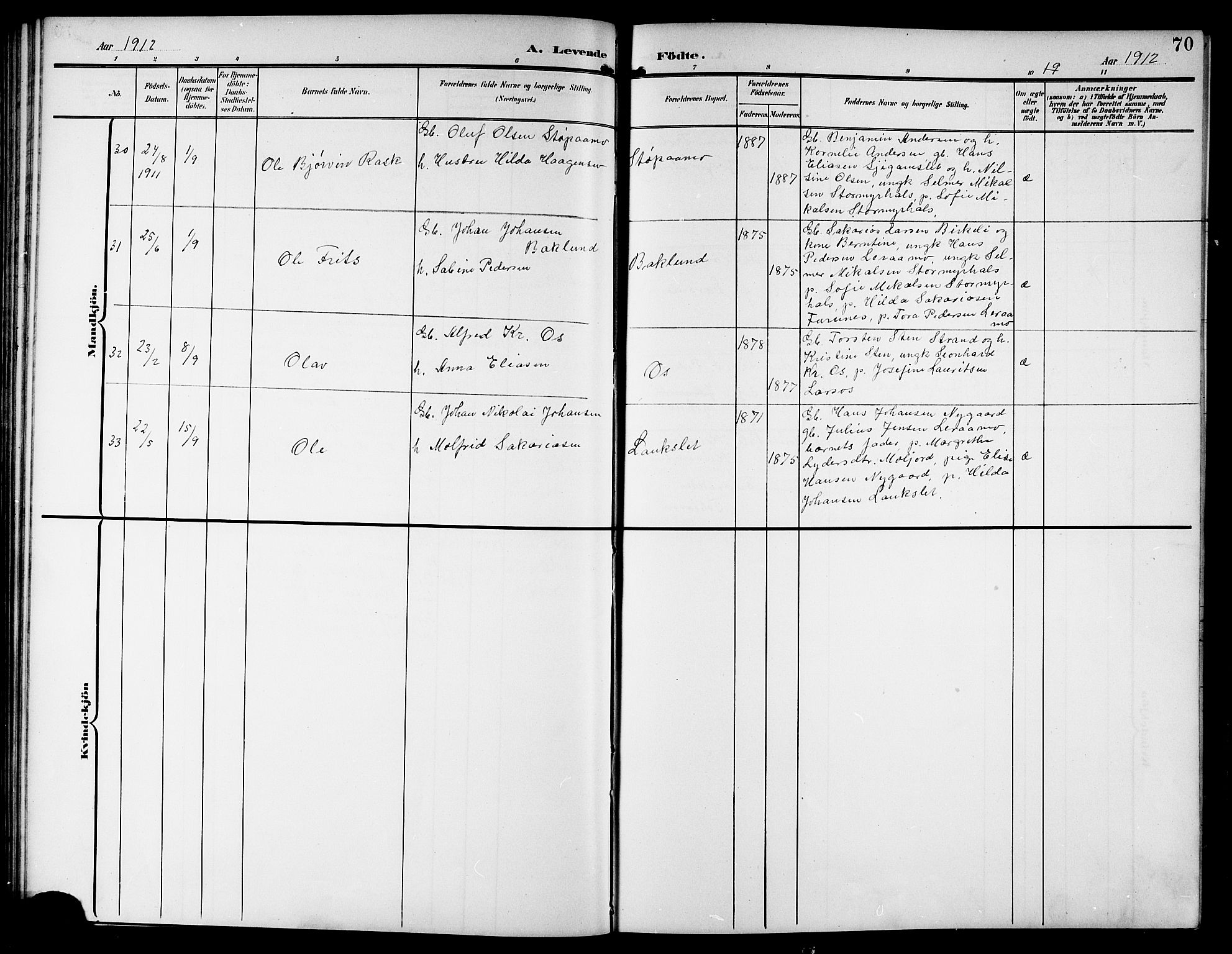 Ministerialprotokoller, klokkerbøker og fødselsregistre - Nordland, AV/SAT-A-1459/846/L0655: Klokkerbok nr. 846C05, 1902-1916, s. 70