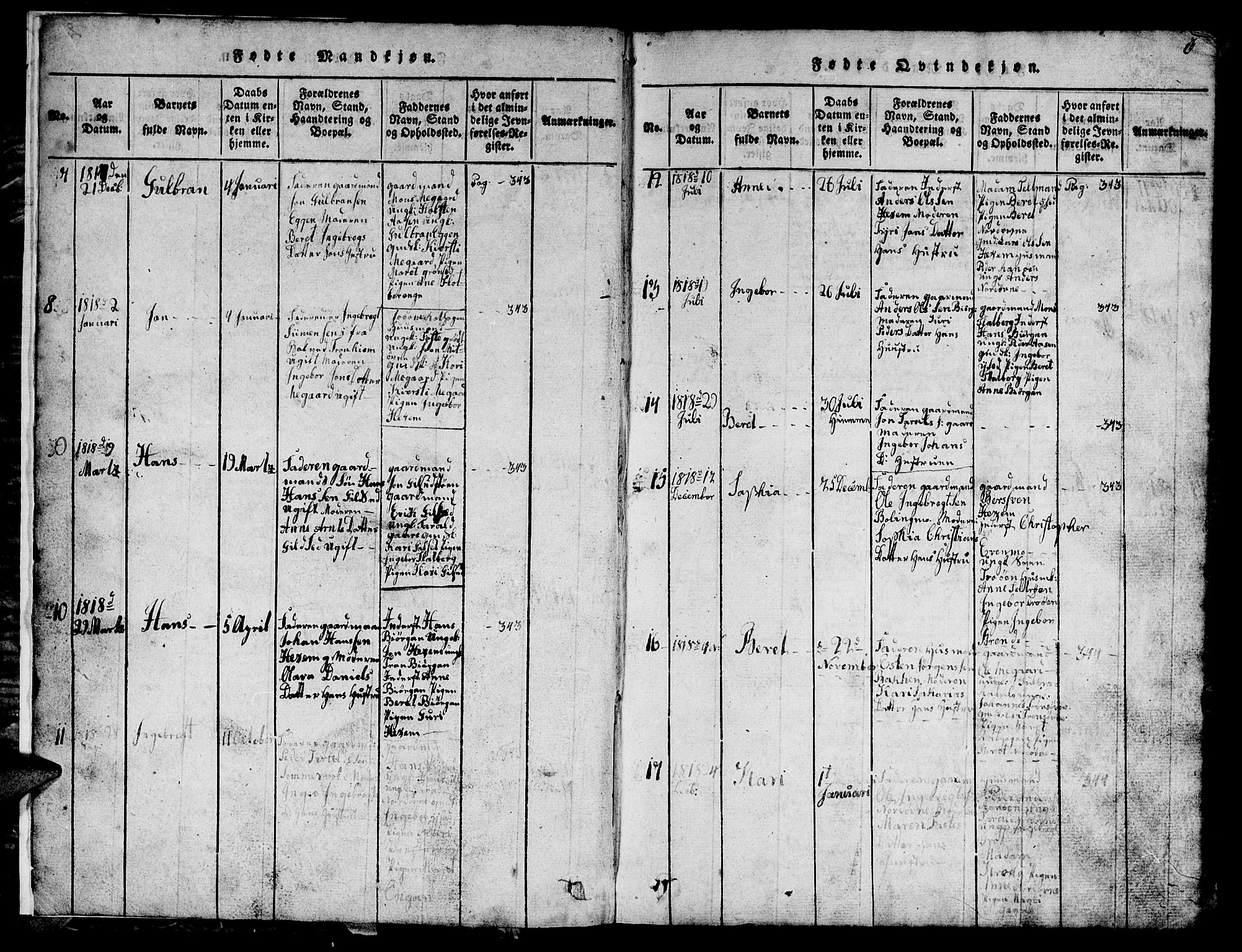 Ministerialprotokoller, klokkerbøker og fødselsregistre - Sør-Trøndelag, AV/SAT-A-1456/685/L0976: Klokkerbok nr. 685C01, 1817-1878, s. 3