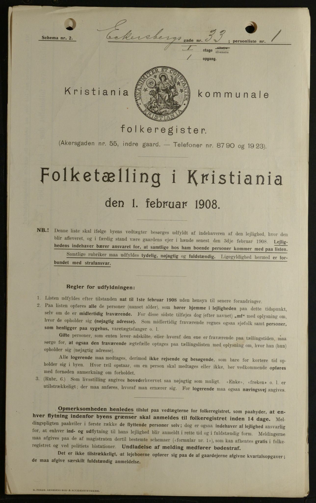 OBA, Kommunal folketelling 1.2.1908 for Kristiania kjøpstad, 1908, s. 17166