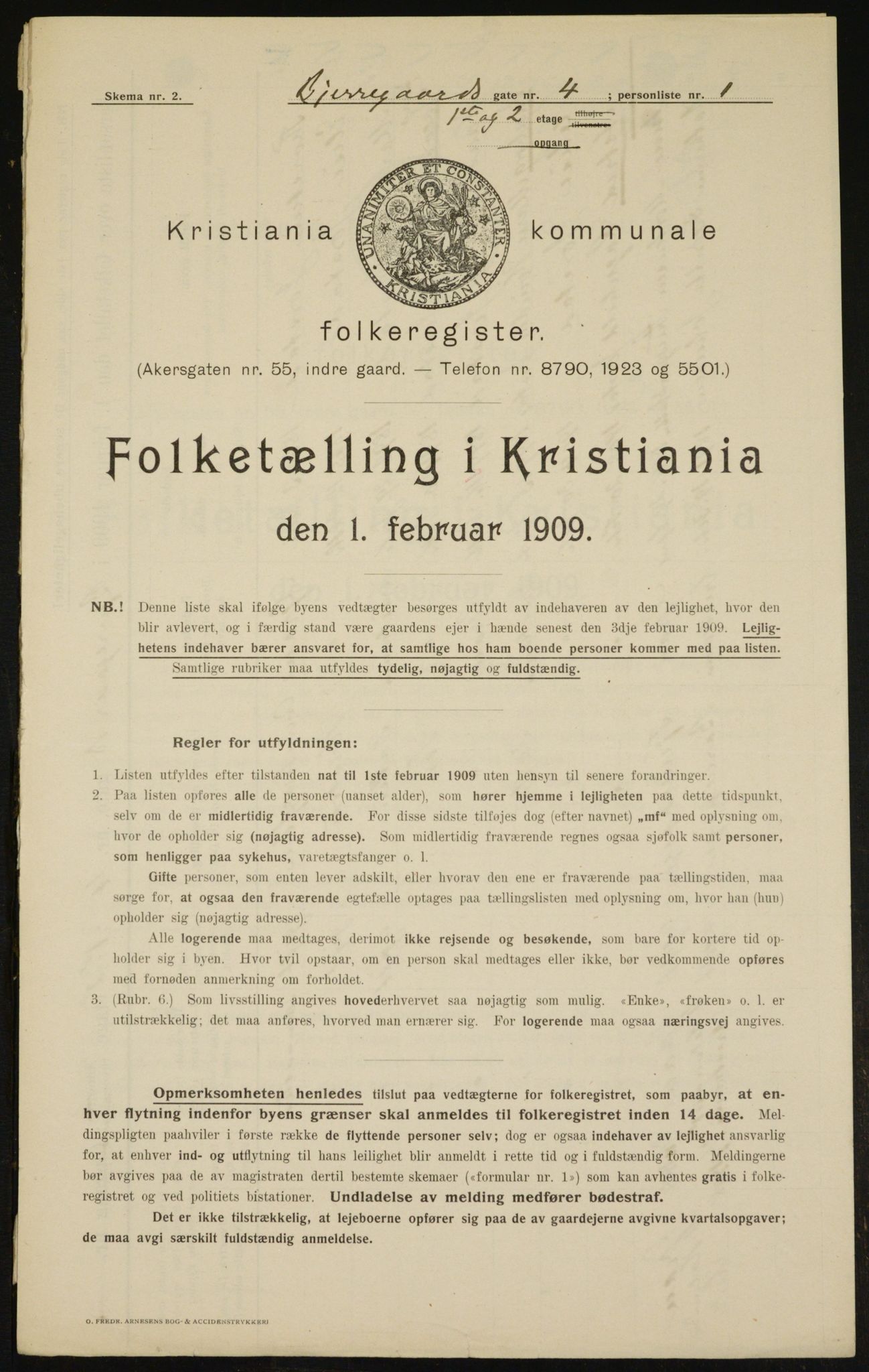OBA, Kommunal folketelling 1.2.1909 for Kristiania kjøpstad, 1909, s. 5161