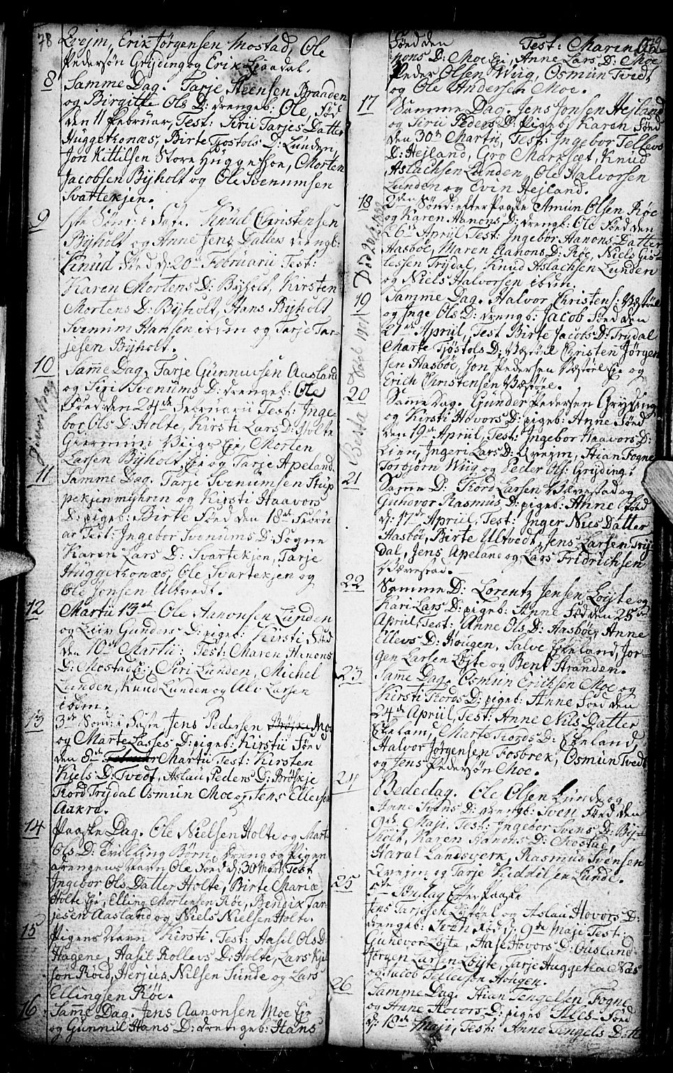 Gjerstad sokneprestkontor, AV/SAK-1111-0014/F/Fb/Fba/L0001: Klokkerbok nr. B 1, 1797-1816, s. 78-79