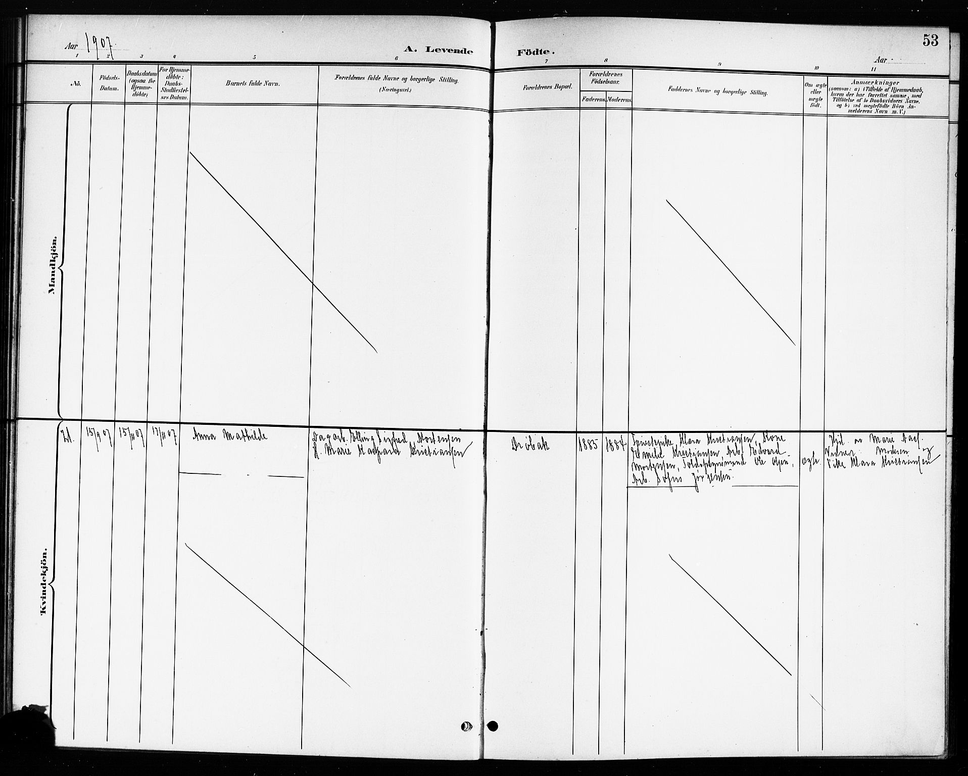 Drøbak prestekontor Kirkebøker, AV/SAO-A-10142a/G/Ga/L0001: Klokkerbok nr. I 1, 1897-1917, s. 53