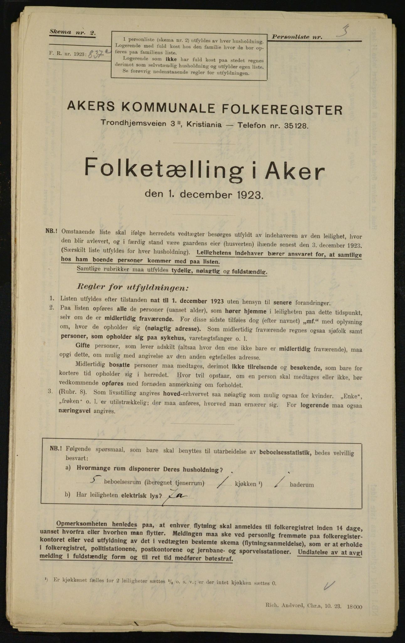 , Kommunal folketelling 1.12.1923 for Aker, 1923, s. 12464