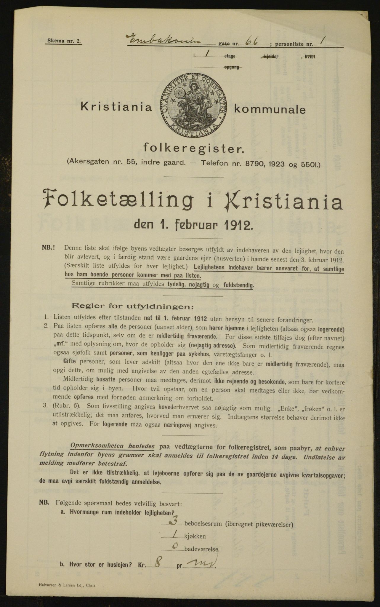 OBA, Kommunal folketelling 1.2.1912 for Kristiania, 1912, s. 21445