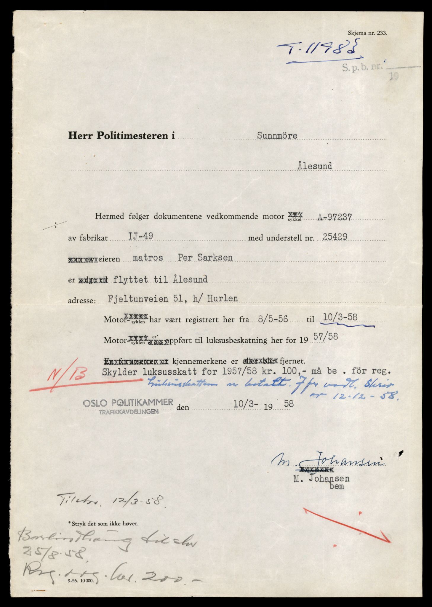 Møre og Romsdal vegkontor - Ålesund trafikkstasjon, AV/SAT-A-4099/F/Fe/L0031: Registreringskort for kjøretøy T 11800 - T 11996, 1927-1998, s. 3162