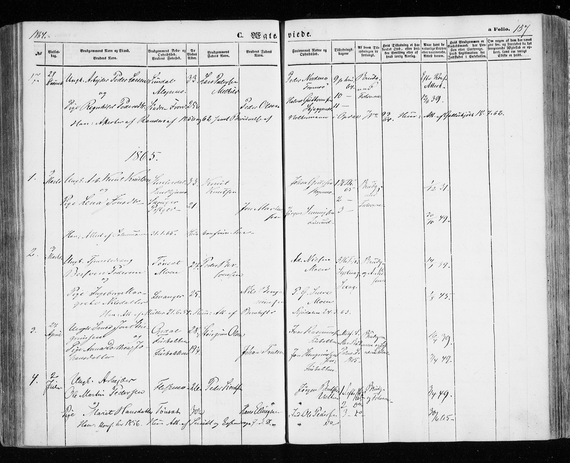 Målselv sokneprestembete, AV/SATØ-S-1311/G/Ga/Gaa/L0004kirke: Ministerialbok nr. 4, 1863-1872, s. 157