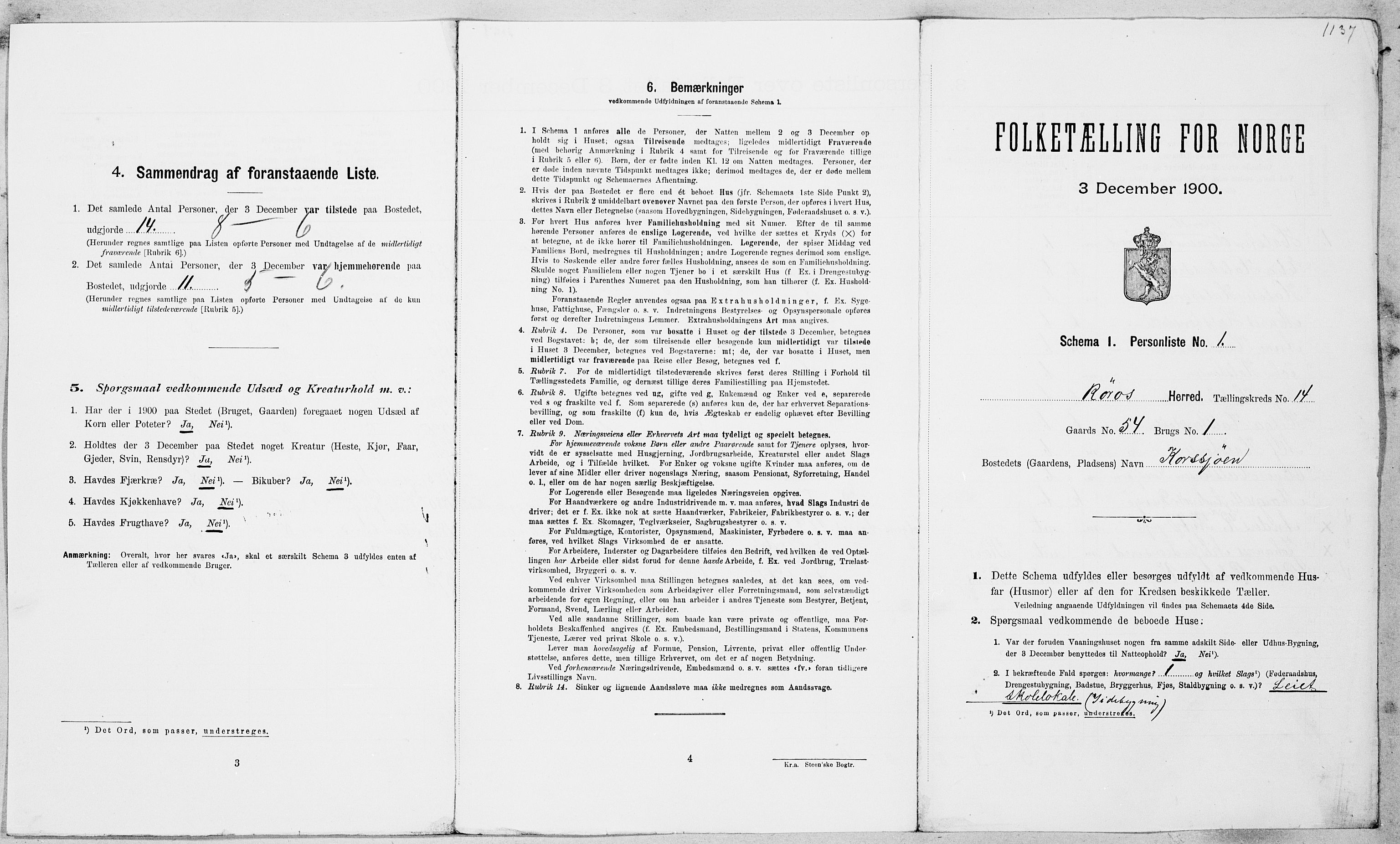 SAT, Folketelling 1900 for 1640 Røros herred, 1900, s. 1504