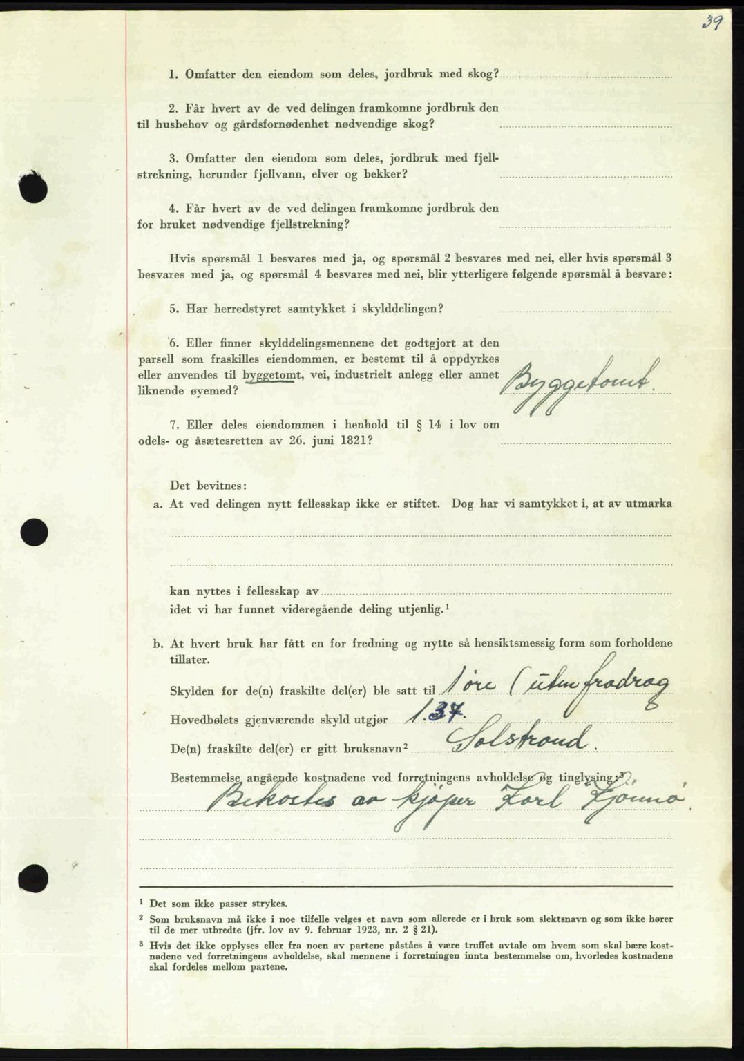 Nordmøre sorenskriveri, AV/SAT-A-4132/1/2/2Ca: Pantebok nr. A112, 1949-1949, Dagboknr: 2071/1949