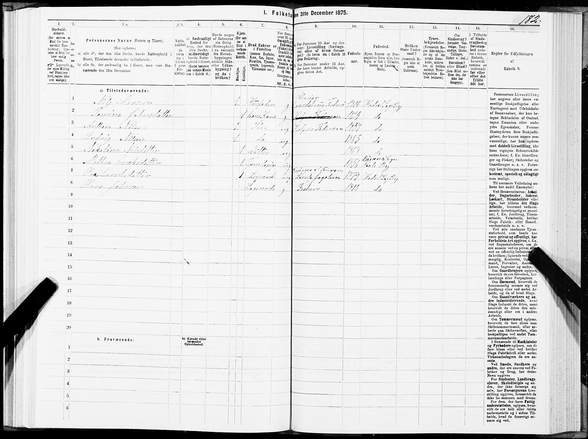 SAT, Folketelling 1875 for 1866P Hadsel prestegjeld, 1875, s. 3182