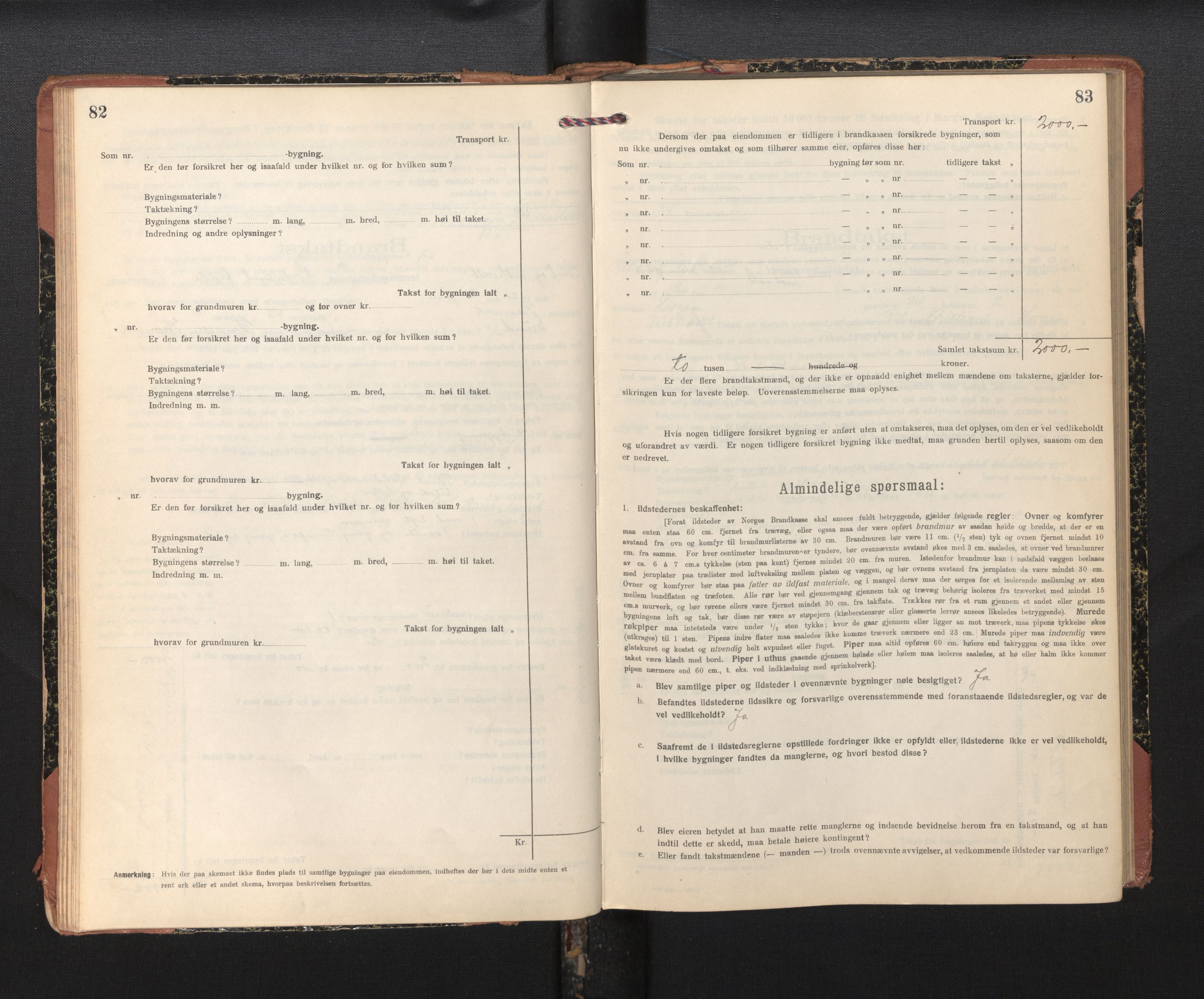 Lensmannen i Sund og Austevoll, AV/SAB-A-35201/0012/L0004: Branntakstprotokoll, skjematakst, 1917-1949, s. 82-83