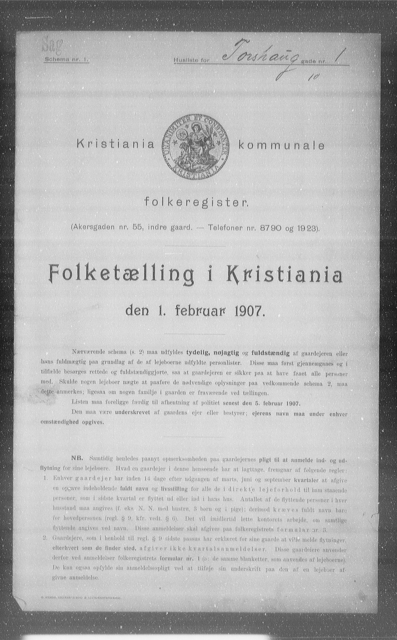 OBA, Kommunal folketelling 1.2.1907 for Kristiania kjøpstad, 1907, s. 58180