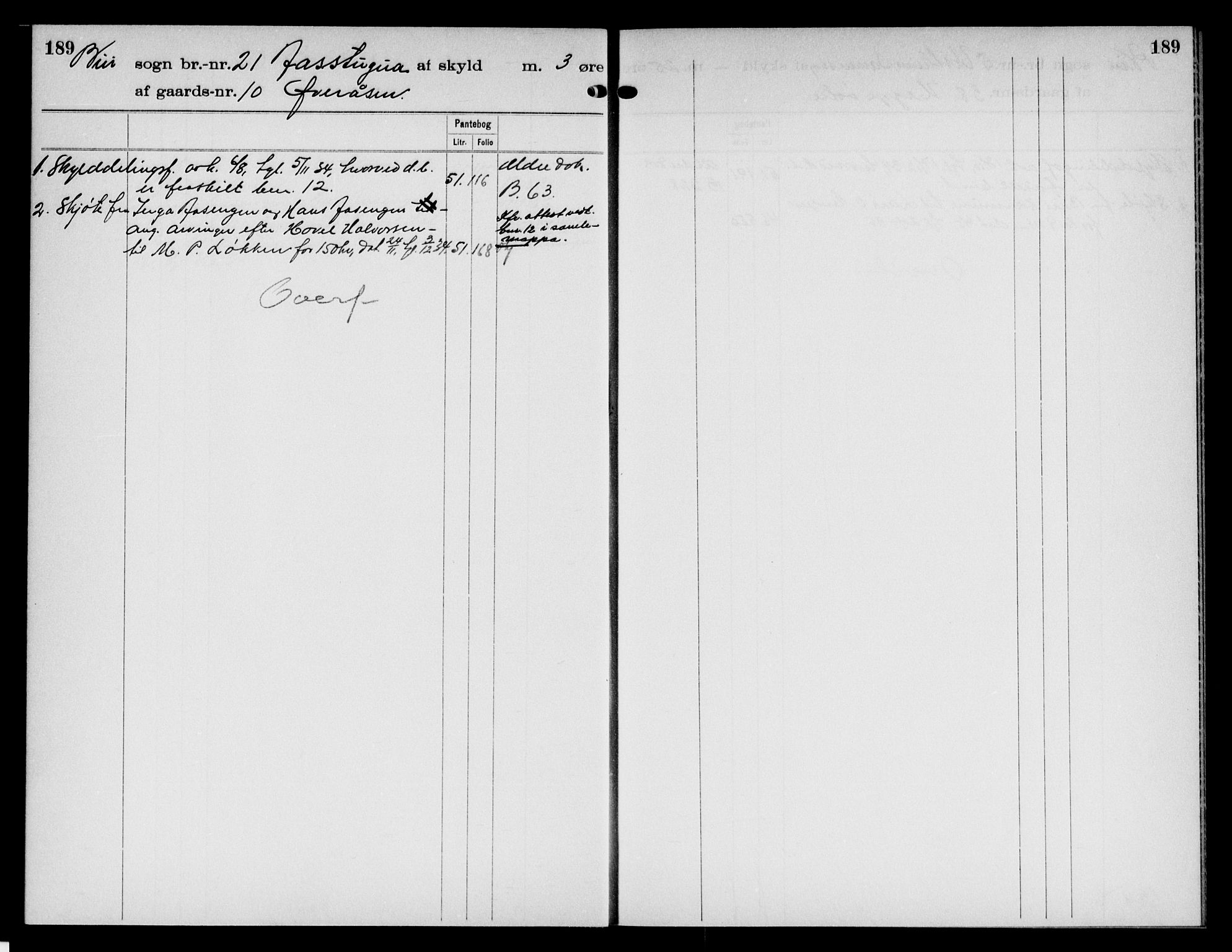 Toten tingrett, AV/SAH-TING-006/H/Ha/Haa/L0016: Panteregister nr. 16, 1915, s. 189