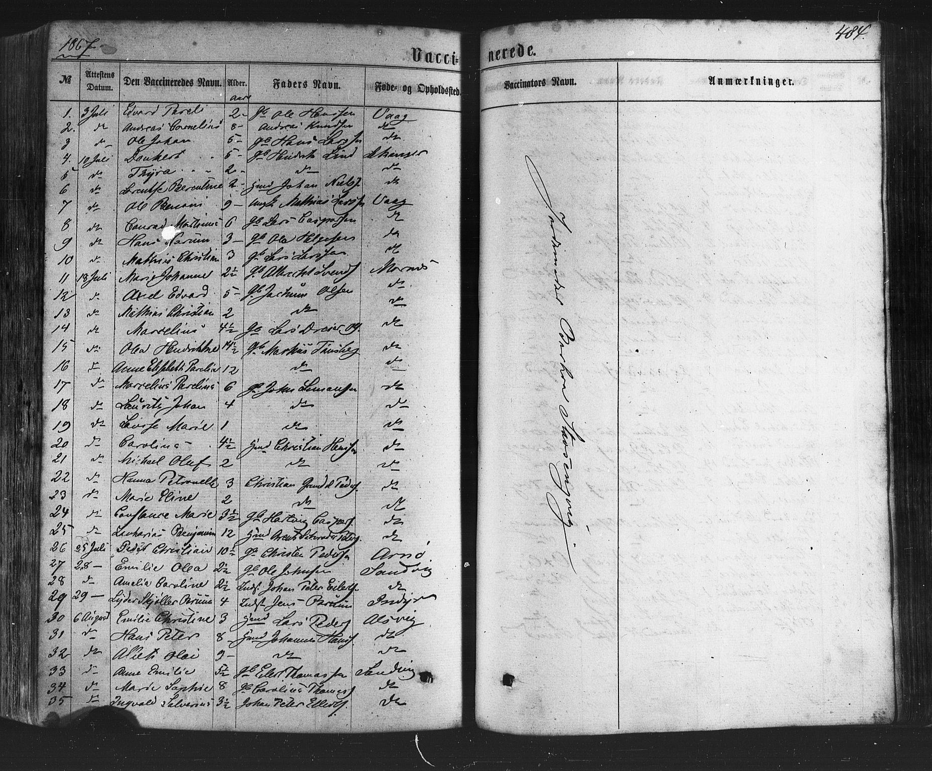Ministerialprotokoller, klokkerbøker og fødselsregistre - Nordland, AV/SAT-A-1459/805/L0098: Ministerialbok nr. 805A05, 1862-1879, s. 484