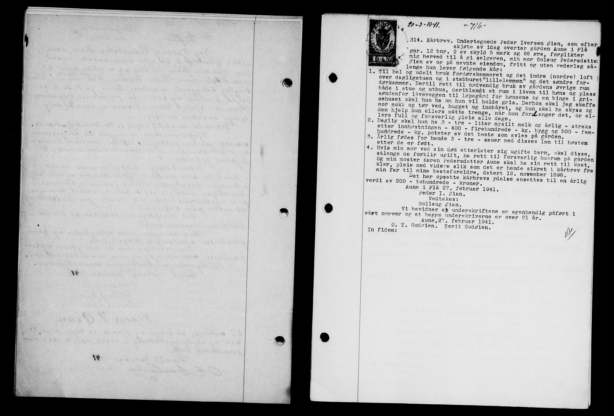 Gauldal sorenskriveri, SAT/A-0014/1/2/2C/L0052: Pantebok nr. 57, 1940-1941, Dagboknr: 314/1941