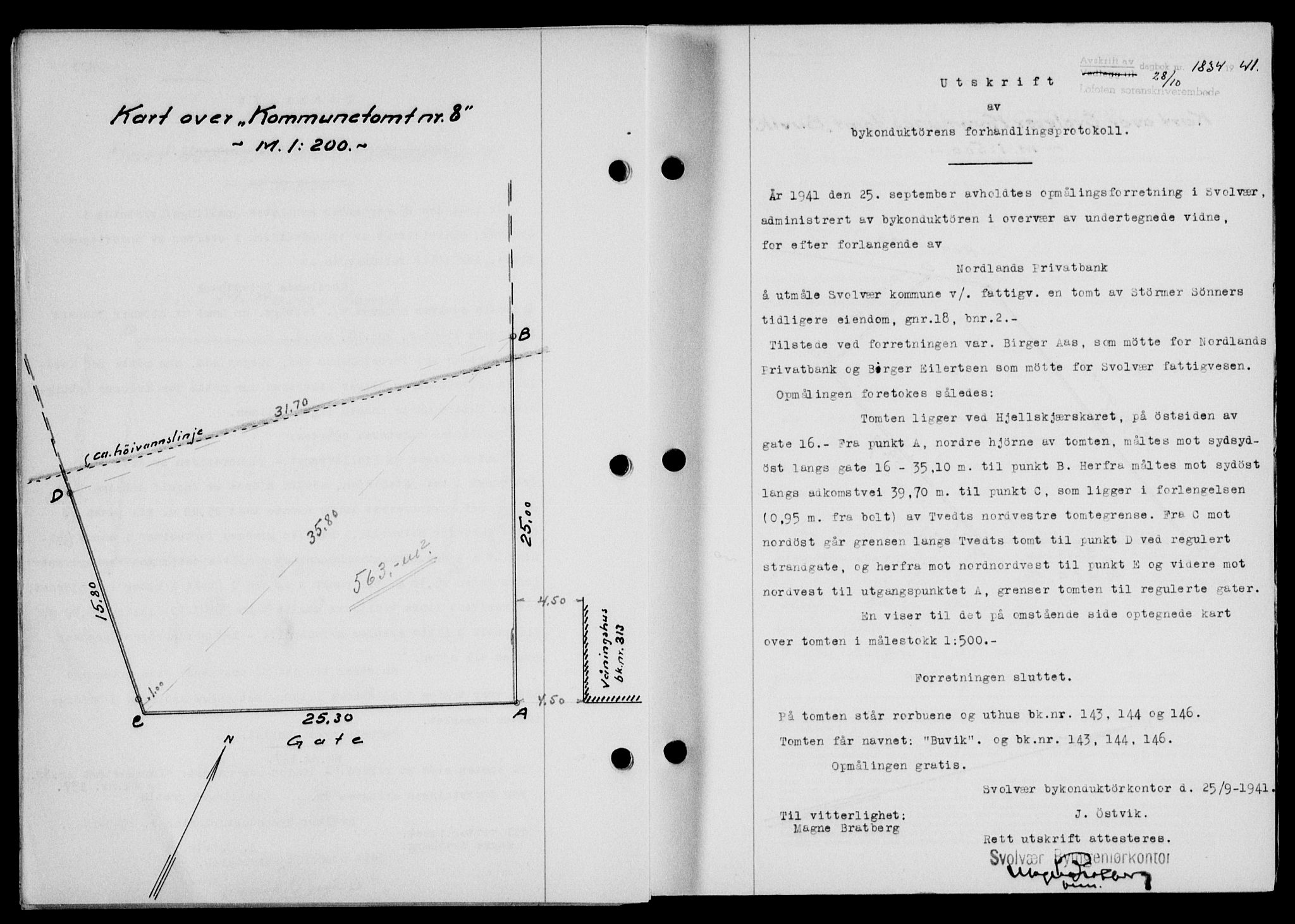 Lofoten sorenskriveri, SAT/A-0017/1/2/2C/L0009a: Pantebok nr. 9a, 1941-1942, Dagboknr: 1834/1941