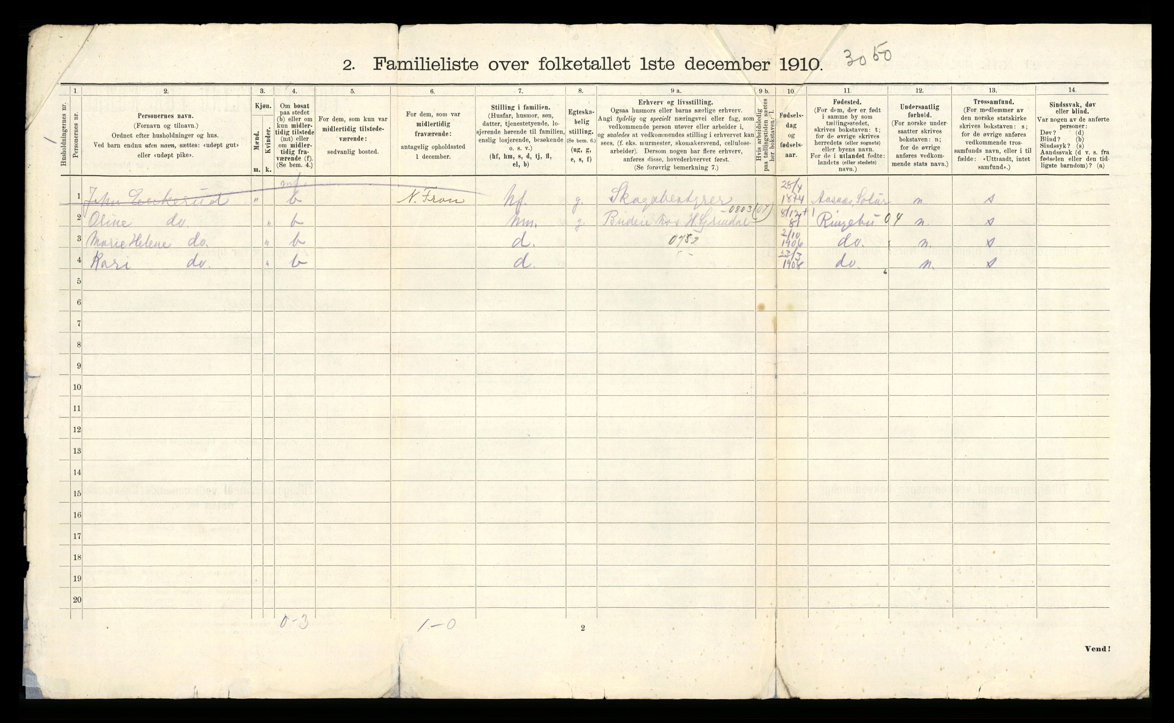 RA, Folketelling 1910 for 0501 Lillehammer kjøpstad, 1910, s. 24