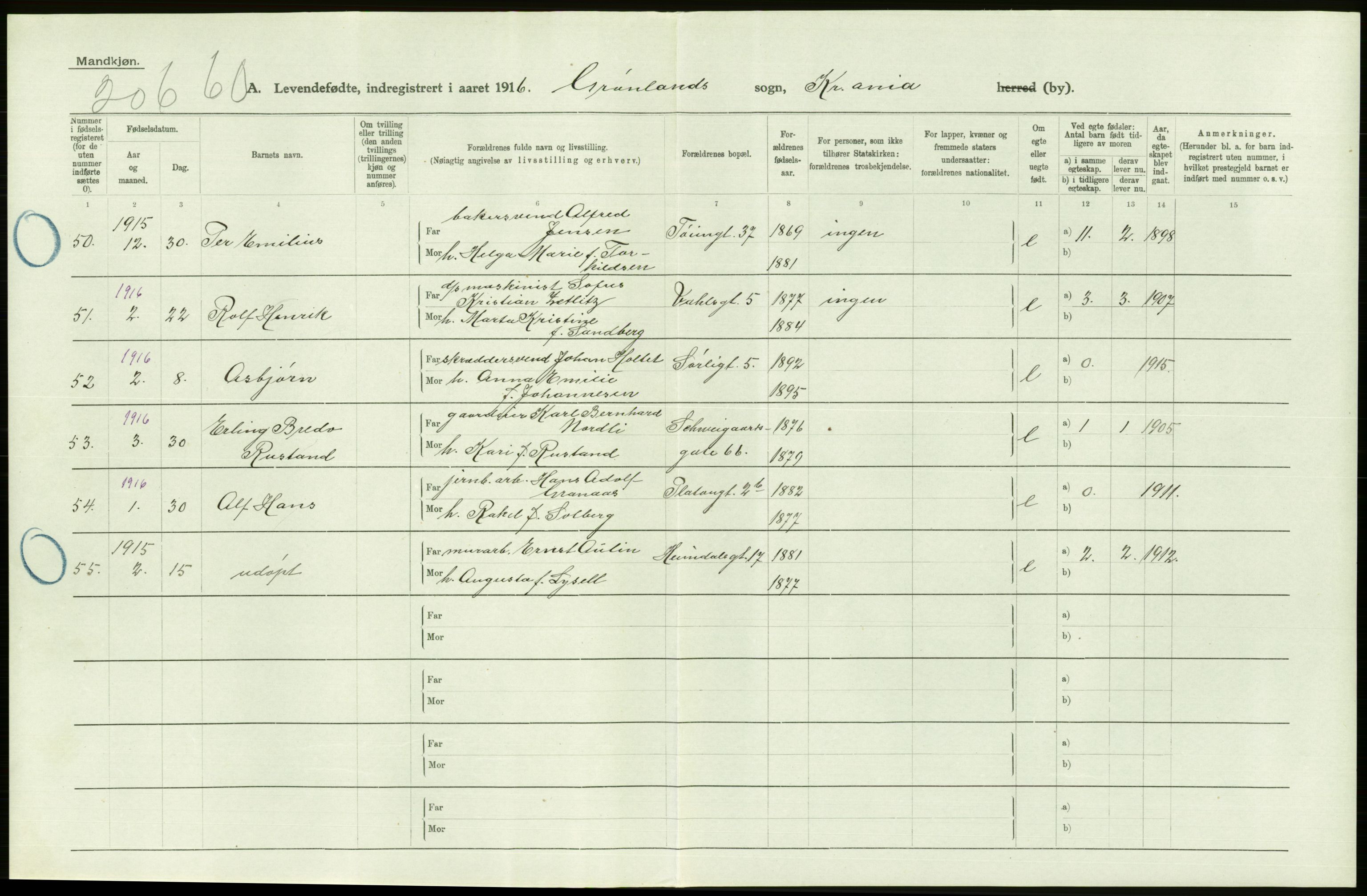 Statistisk sentralbyrå, Sosiodemografiske emner, Befolkning, RA/S-2228/D/Df/Dfb/Dfbf/L0007: Kristiania: Levendefødte menn og kvinner., 1916, s. 568