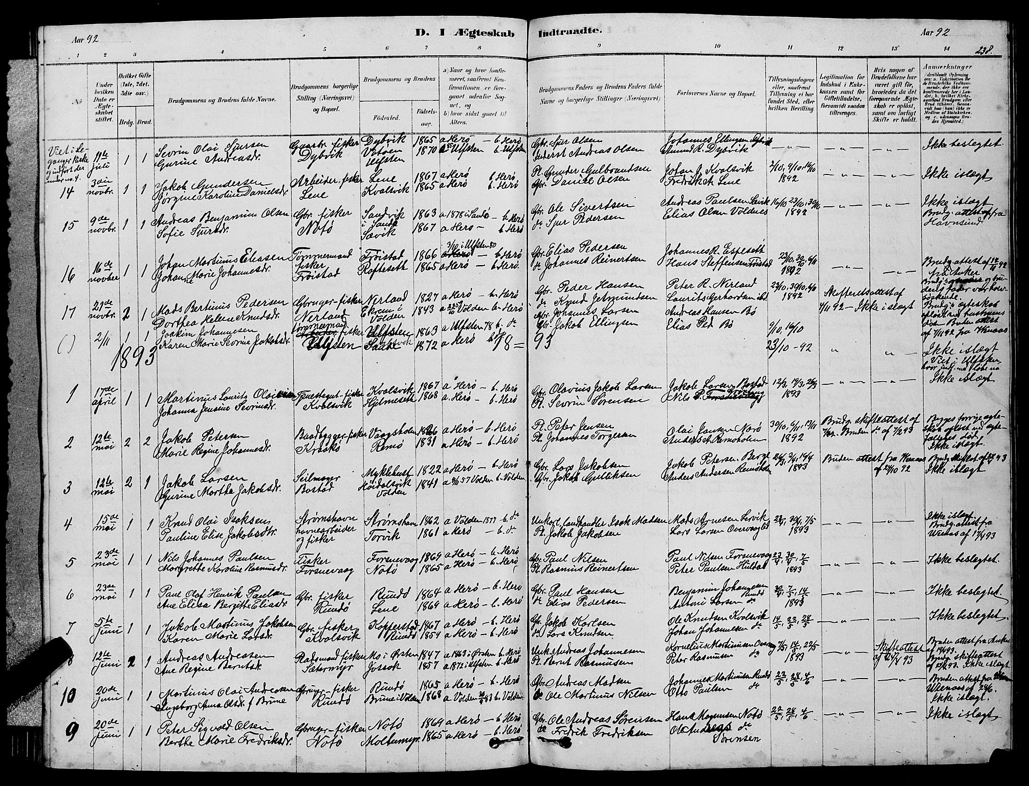 Ministerialprotokoller, klokkerbøker og fødselsregistre - Møre og Romsdal, AV/SAT-A-1454/507/L0081: Klokkerbok nr. 507C04, 1878-1898, s. 238