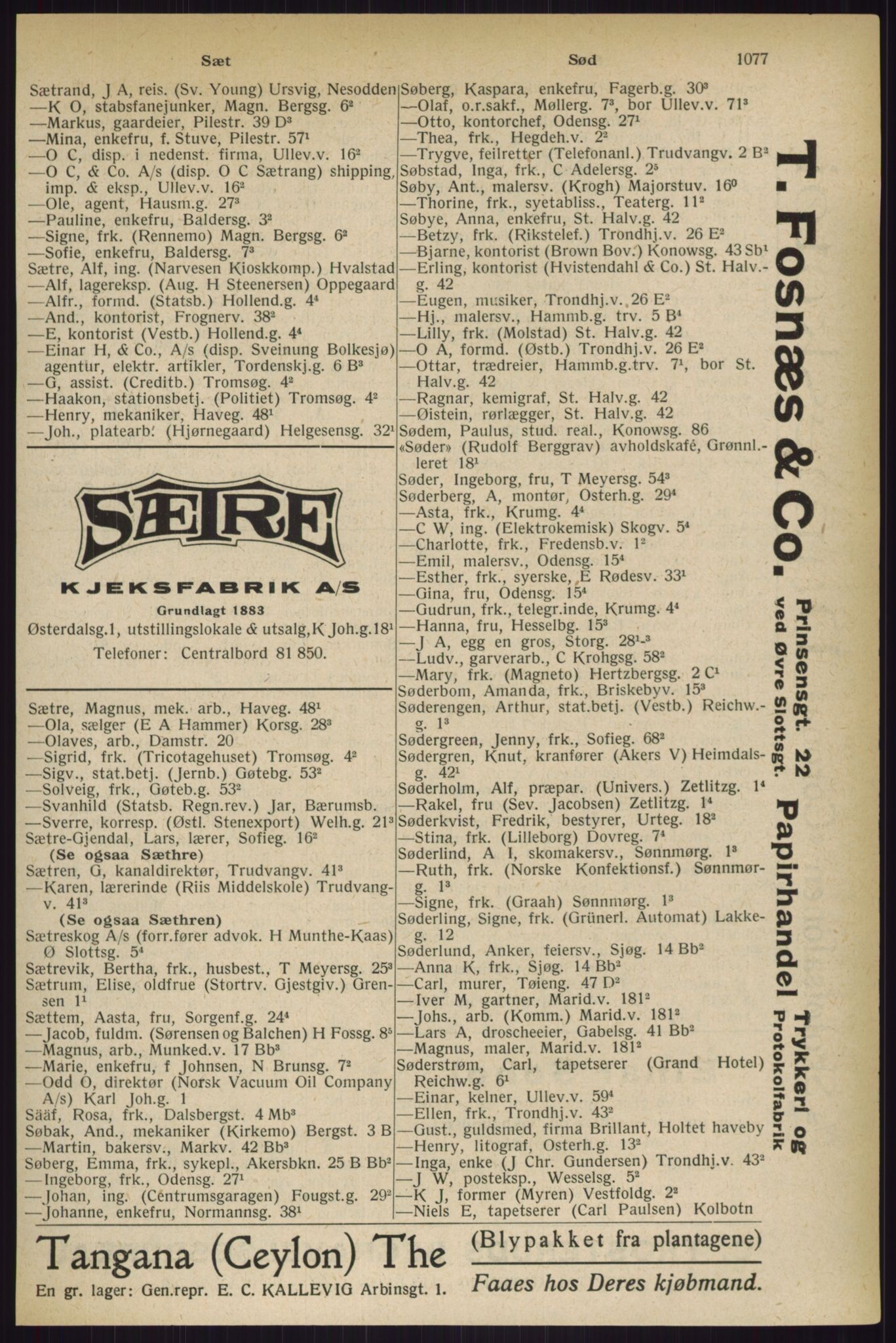 Kristiania/Oslo adressebok, PUBL/-, 1927, s. 1077
