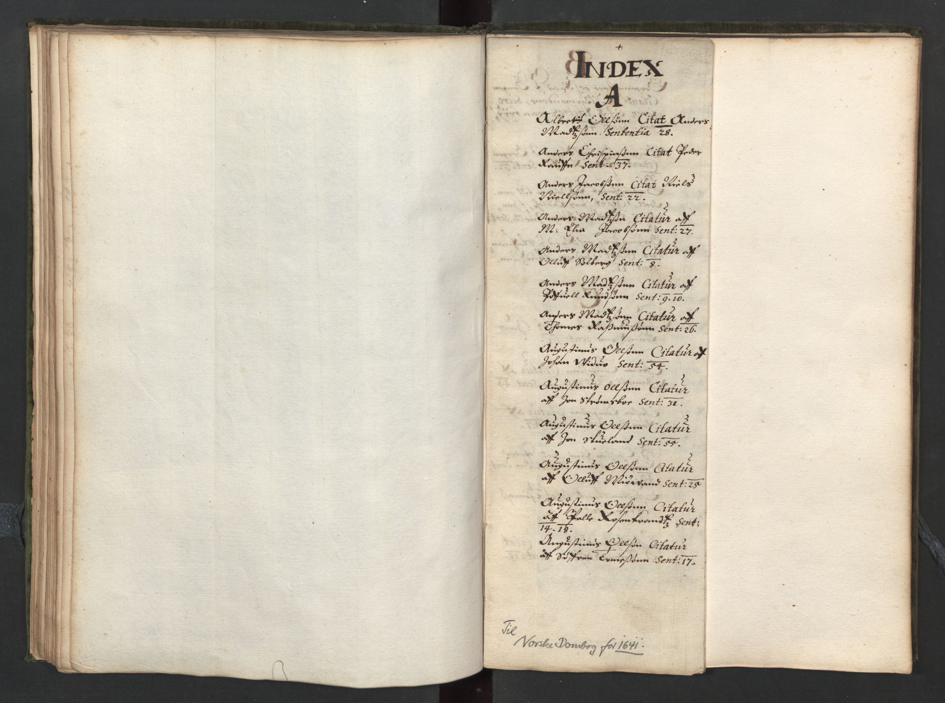 Herredagen 1539-1664  (Kongens Retterting), RA/EA-2882/A/L0020: Avsiktsbok   Ekstraktbok, 1641