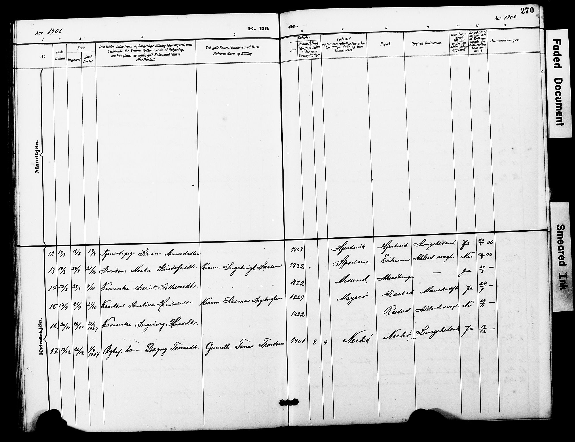 Ministerialprotokoller, klokkerbøker og fødselsregistre - Møre og Romsdal, SAT/A-1454/560/L0725: Klokkerbok nr. 560C02, 1895-1930, s. 270