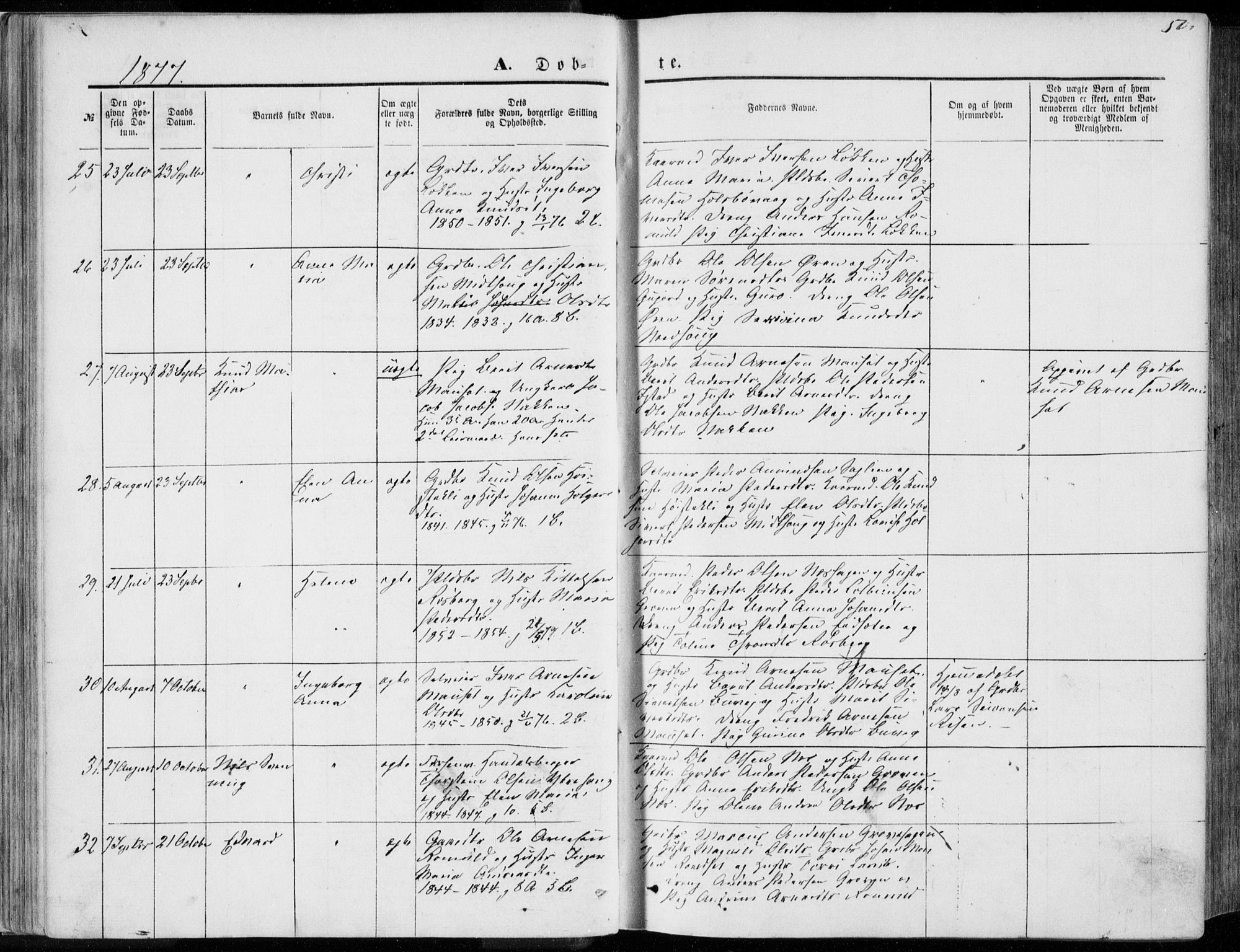 Ministerialprotokoller, klokkerbøker og fødselsregistre - Møre og Romsdal, SAT/A-1454/557/L0681: Ministerialbok nr. 557A03, 1869-1886, s. 50